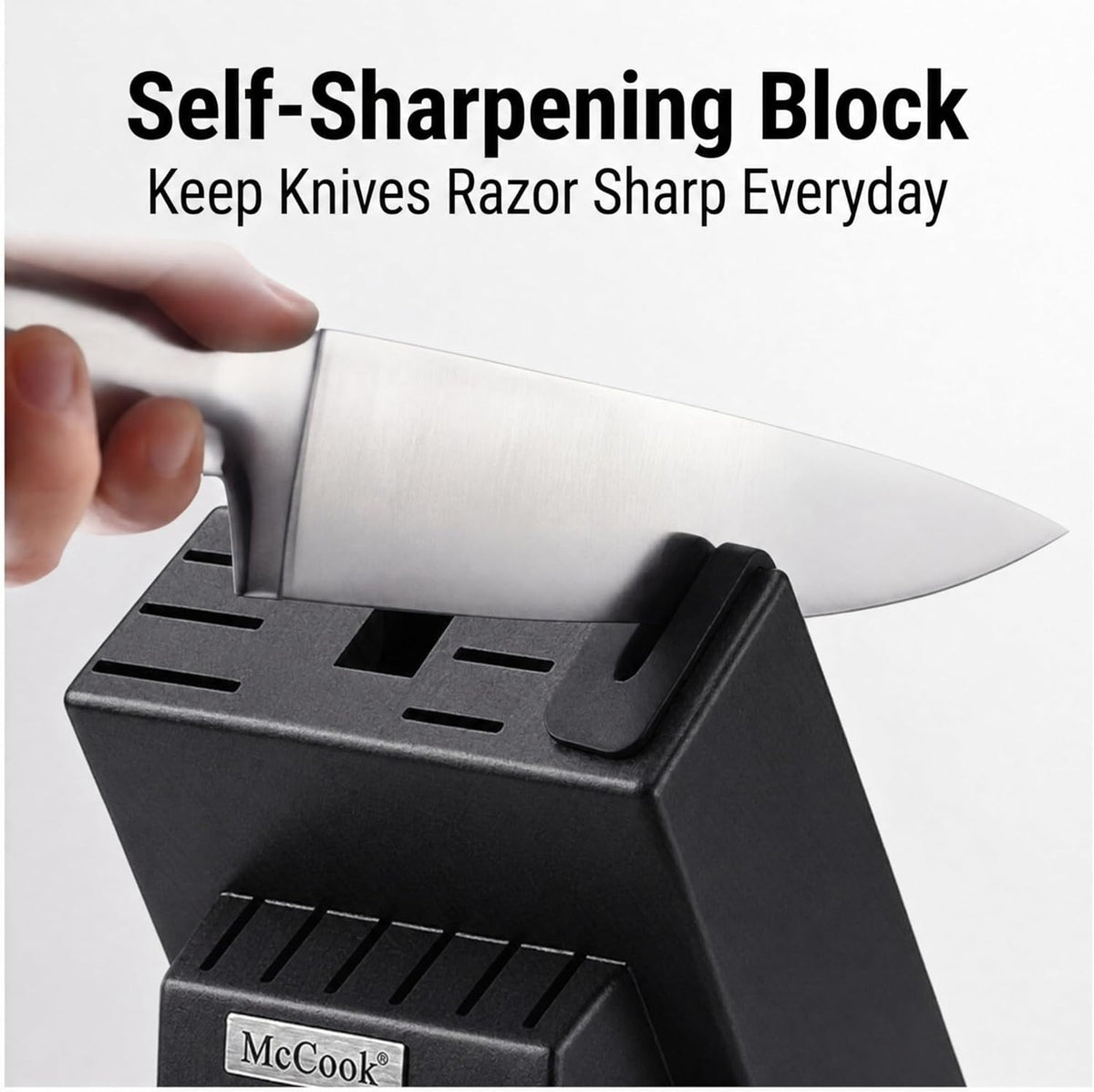 McCook® Knife Sets, German Stainless Steel Knife Block Sets with Built-in Sharpener, 15 Piece Chef Knife and More, Razor Sharp, Restaurant Grade, Anti-Rust, Elegant Box for Gift