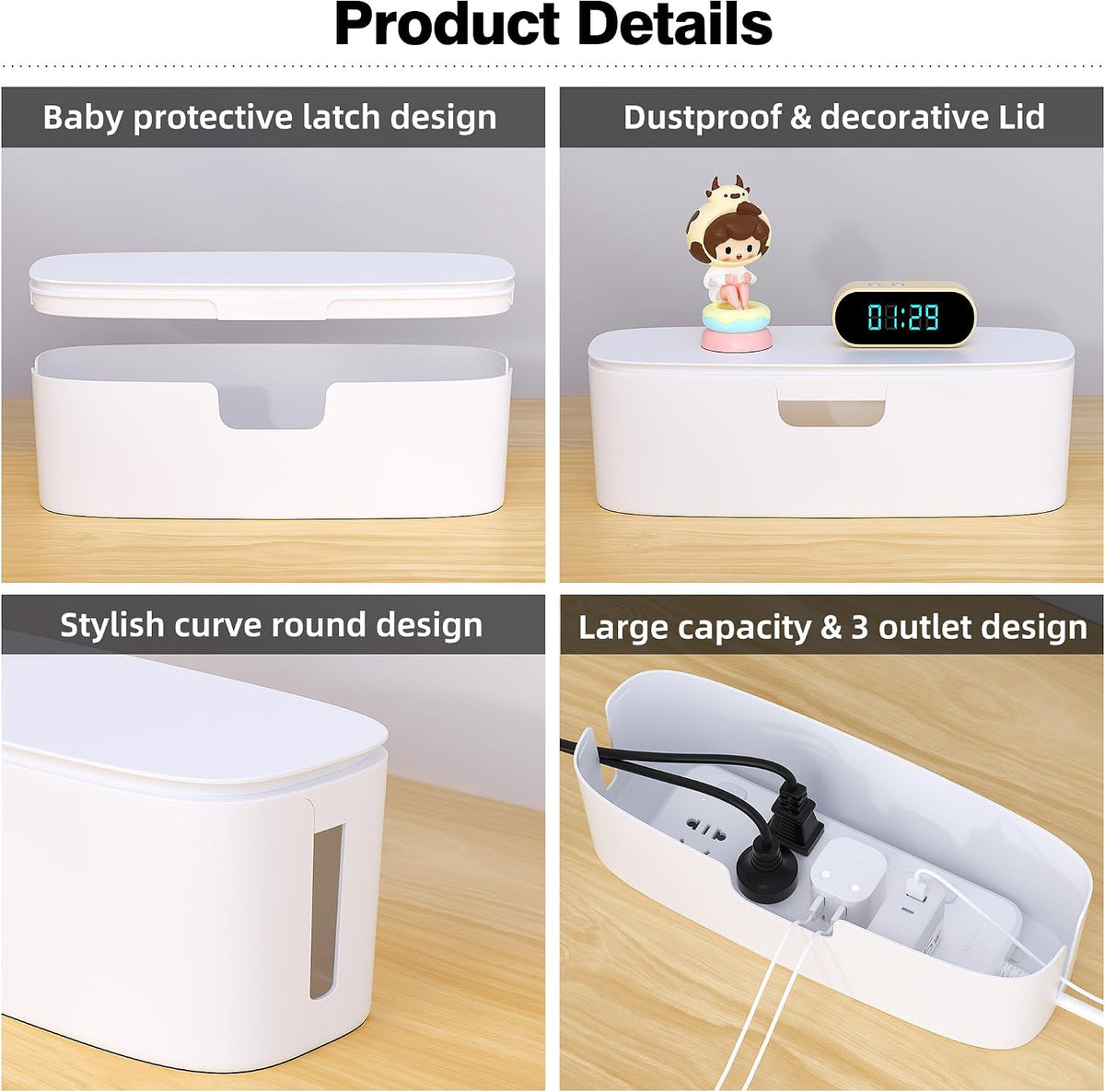 Cable Management Box, Large Cord Organizer Box to Hide Power Strip