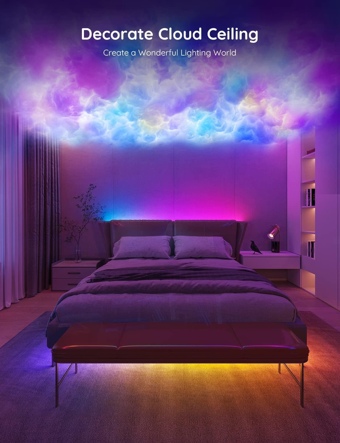 Govee 100ft RGBIC LED Strip Lights, Smart LED Lights Work with Alexa and Google Assistant, LED Lights for Bedroom WiFi App Control Segmented DIY Multiple Colors, Color Changing Light, (2 x 50ft)