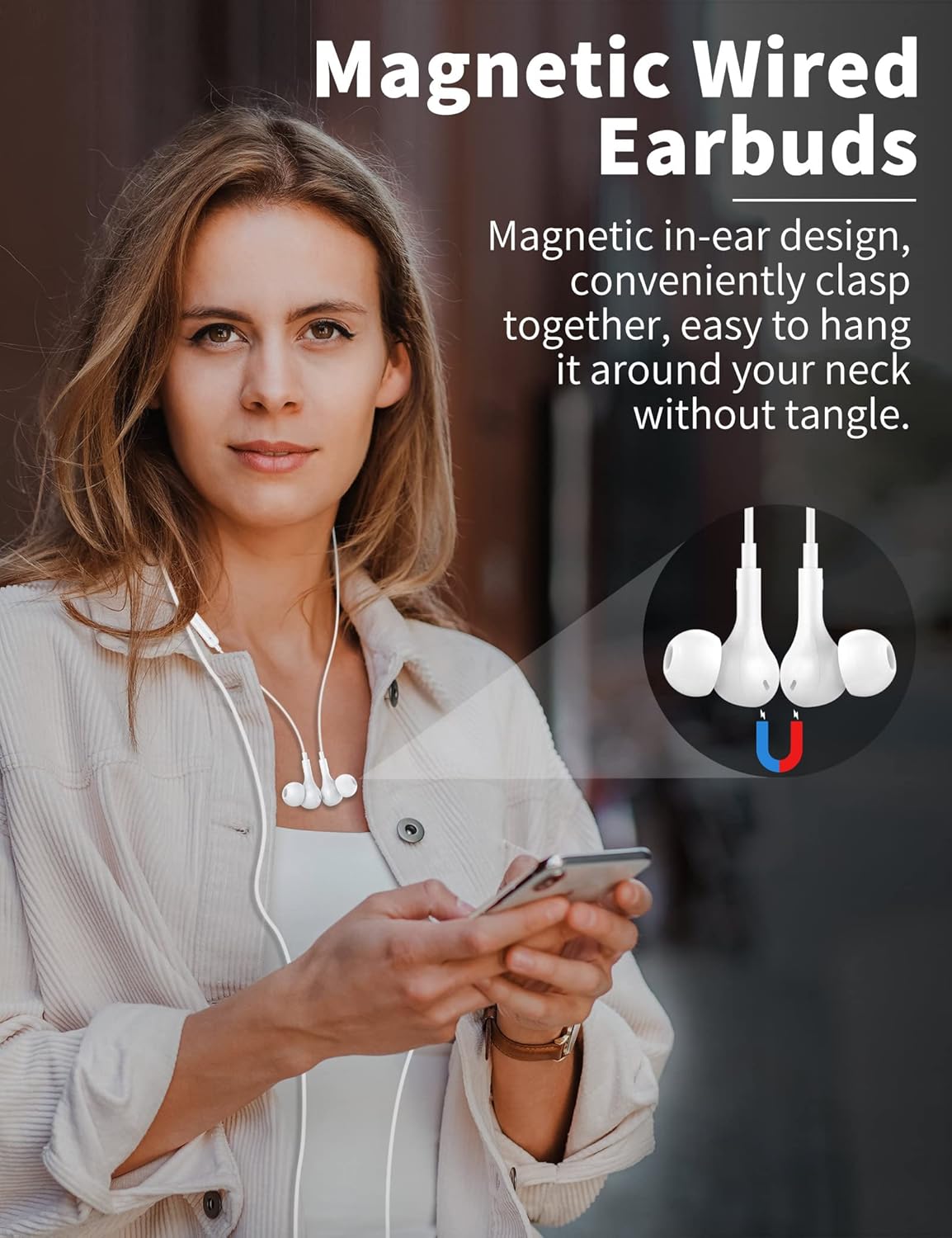 USB C Headphone for Samsung S26 S25 FE S24 A16 A17 Wired Earbuds Magnetic in-Ear Type C Earphone with Microphone Volume Control Bass Stereo Noise Canceling for iPhone 17 Pro Max 16 16e 15 Pixel 10a 9a