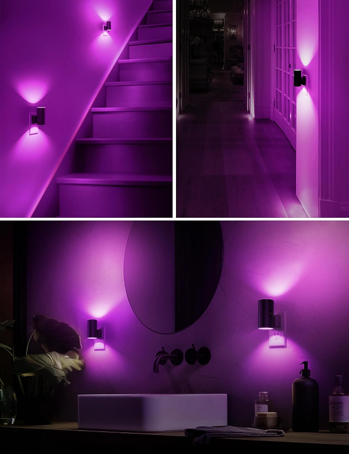 L LOHAS LED Purple Night Light, Purple Lights, Night Lights Plug into Wall with Light Sensor, 0-100LM Dimmable Night Lights Decorative for Christmas Halloween Holiday, Home Decor, Party Decor, 2 Pack