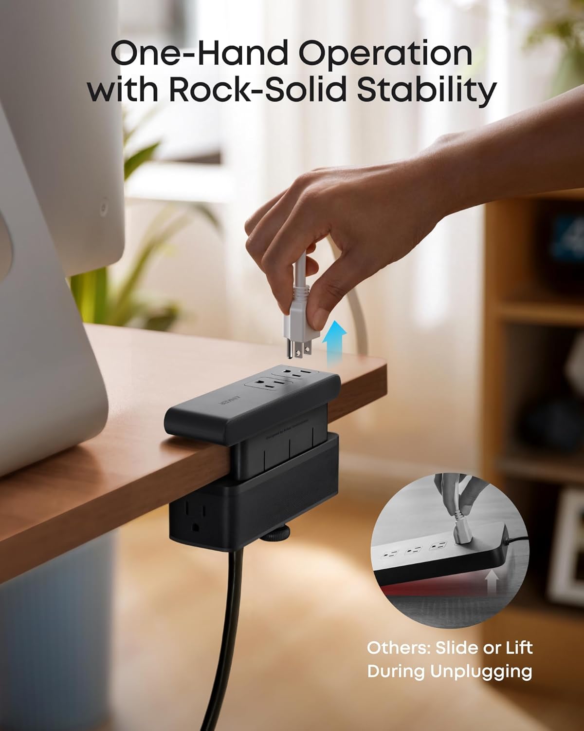 Anker Nano Power Strip, Desk Clamp with 1500J Surge Protector, 5ft Extension Cord, 70W Max Gaming Desk Accessories, 6 AC, 2 USB A, 2 USB C, Home Office Essentials, Fit 0.6~1.8'' Tabletop Edge
