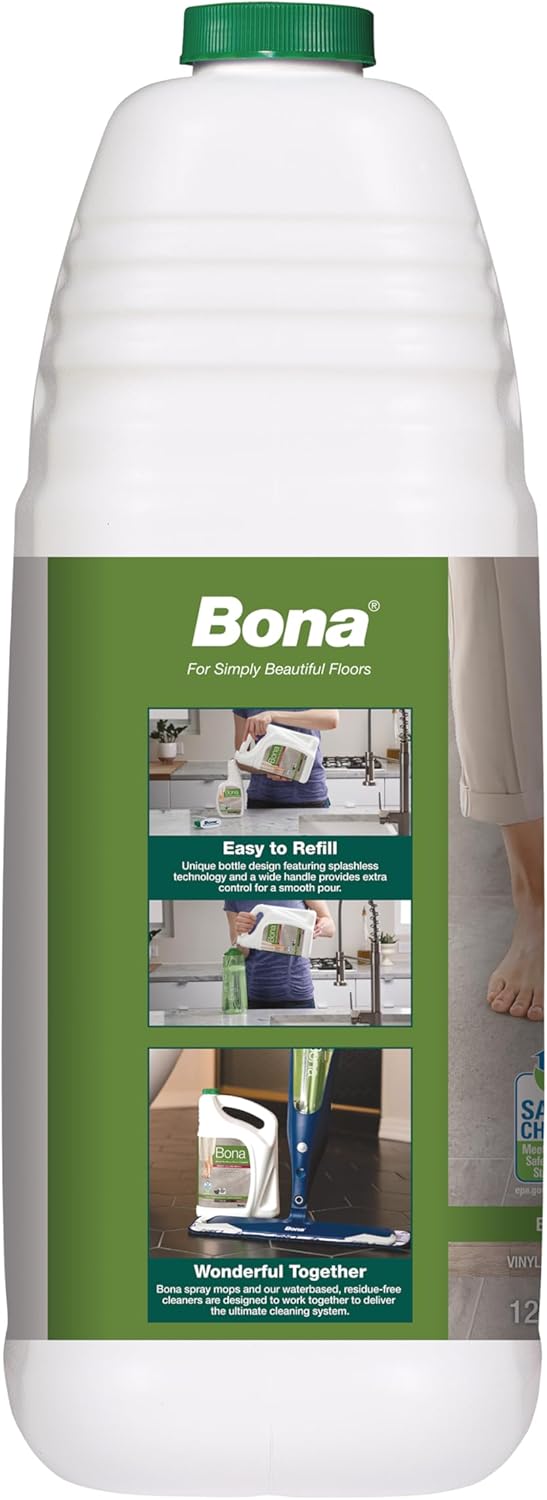 Bona Multi-Surface Floor Cleaner Refill - 128 fl oz - Unscented - Refill for Bona Spray Mops and Spray Bottles - Residue-Free Floor Cleaning Solution for Stone, Tile, Laminate, and Vinyl Floors