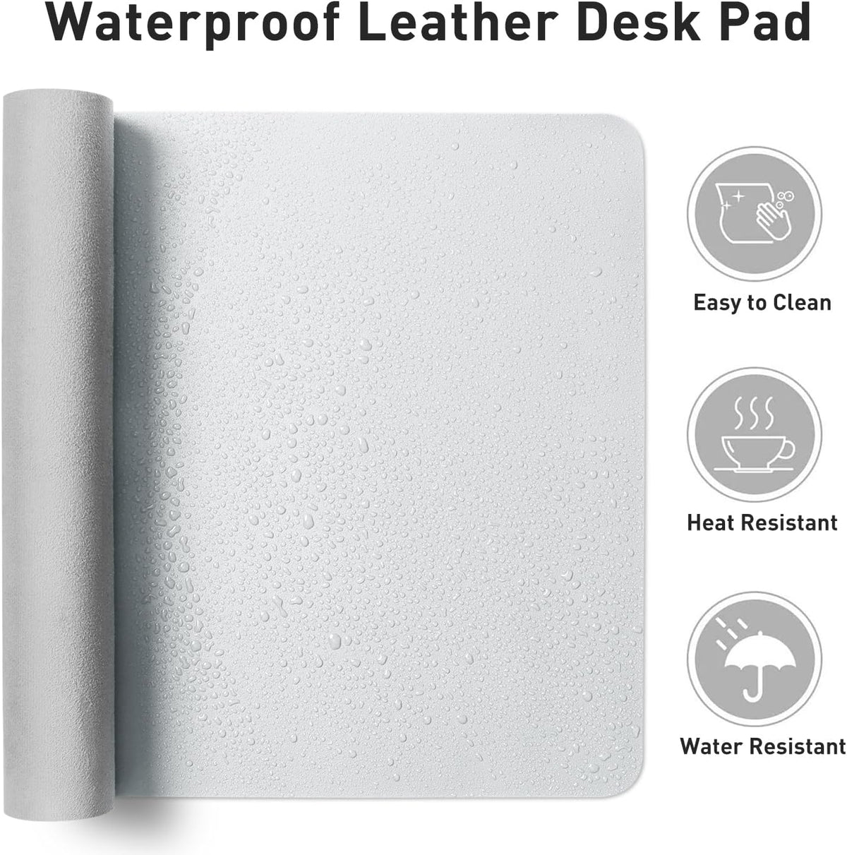 Aothia Leather Desk Pad Protector, Mouse Pad, Office Desk Mat, Non-Slip PU Leather Desk Blotter, Laptop Desk Pad, Waterproof Desk Writing Pad for Office and Home (Barely Grey, 36" x 17")
