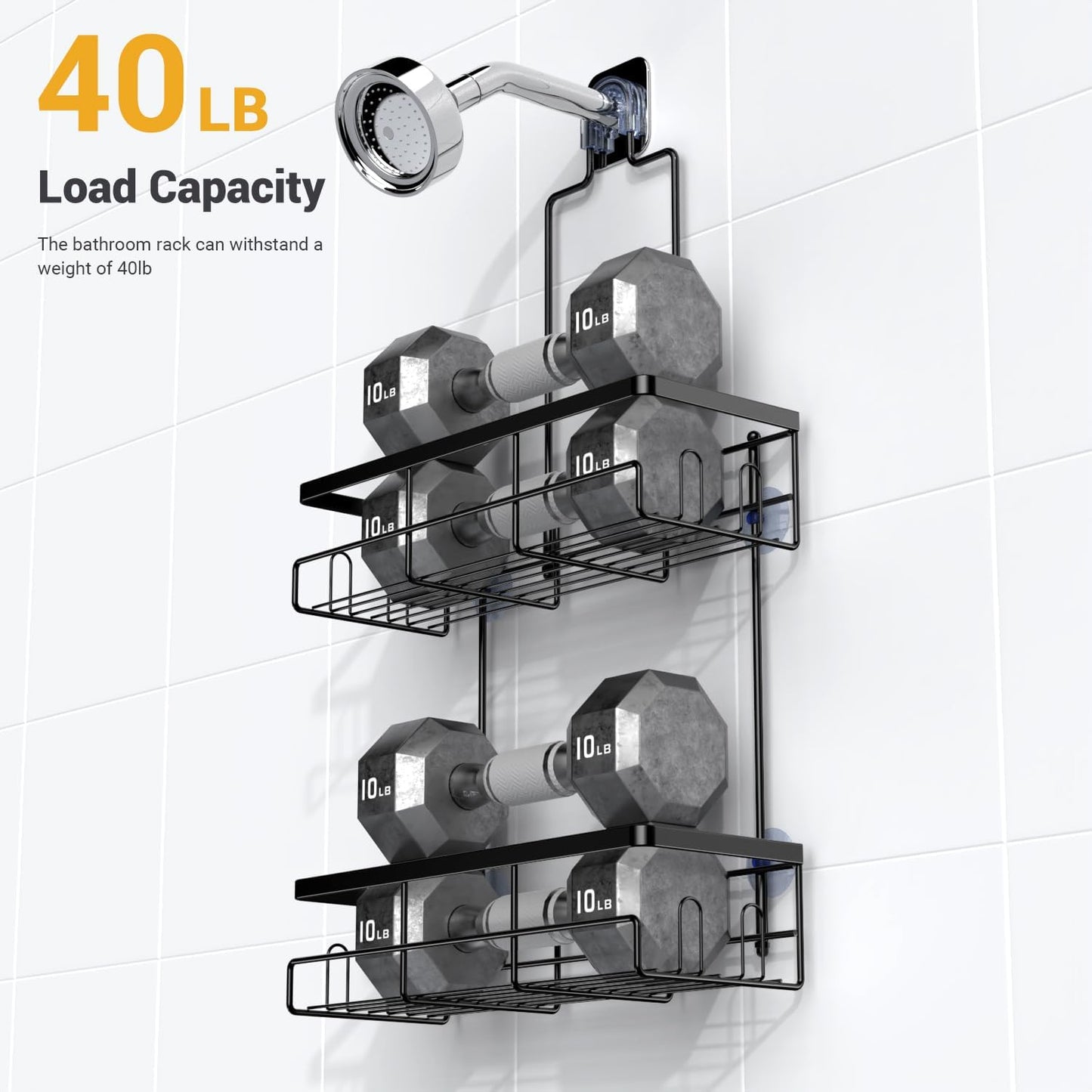AKTECKE Shower Caddy Hanging Bathroom Organizer: Rustproof Shelf for Inside Shower - No Drilling Racks Over Showerhead - Bath Shelves for Shampoo Soap