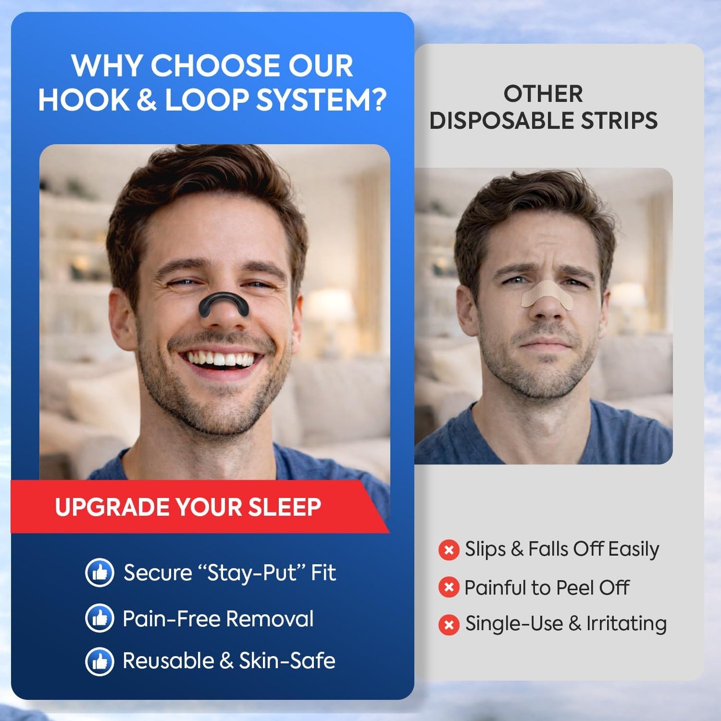 Premium Nasal Strips for Nighttime Sleep, Comfort-Fit Nose Strips with Skin-Friendly Adhesive for Men & Women (Black, Large)