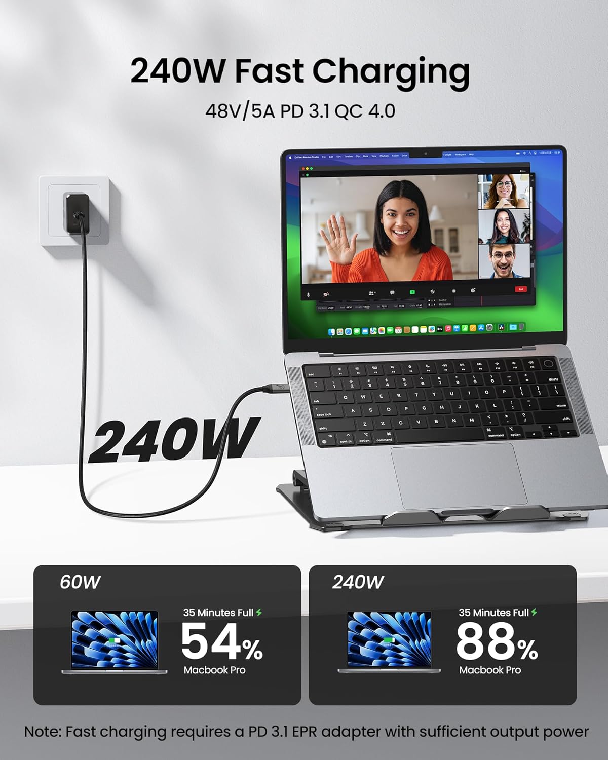 Silkland USB C Monitor Display Cable 3.3FT 4K@144Hz/60Hz, 8K USB C 3.2 Gen 2x2 Video Cable, 20Gbps Data Transfer, 240W PD Charging, Type C Compatible for iPhone 17, MacBook, CarPlay, Portable Monitor