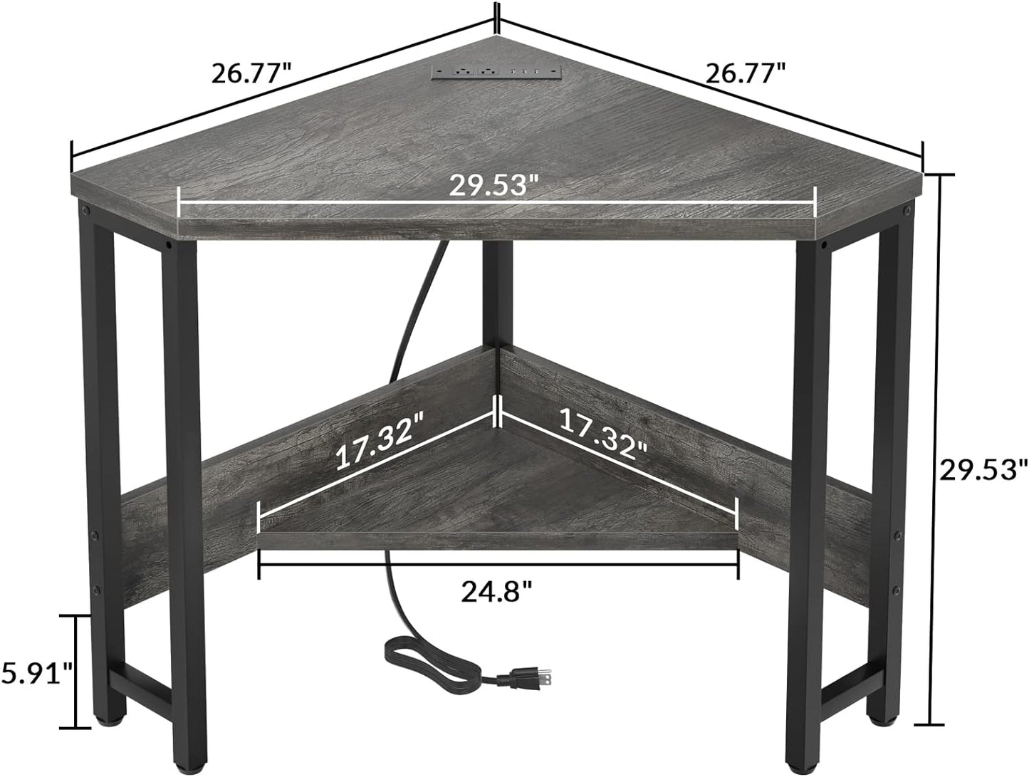 Armocity Corner Desk Small Desk with Outlets Corner Table for Small Space, Computer Desk with USB Ports Triangle Desk with Storage for Home Office, Workstation, Living Room, Bedroom, Oak