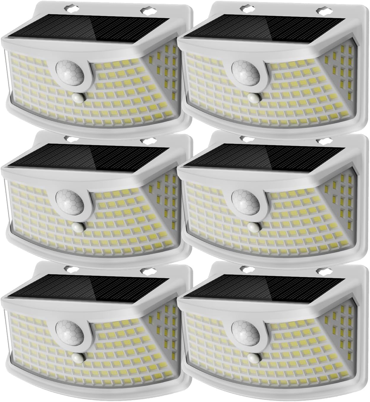Aootek New Solar Motion Sensor Lights 120 LEDs with Lights Reflector,270° Wide Angle, IP65 Waterproof, Step Lights for Front Door, Yard, Garage, Deck (White, Daylight White, 6-Pack)