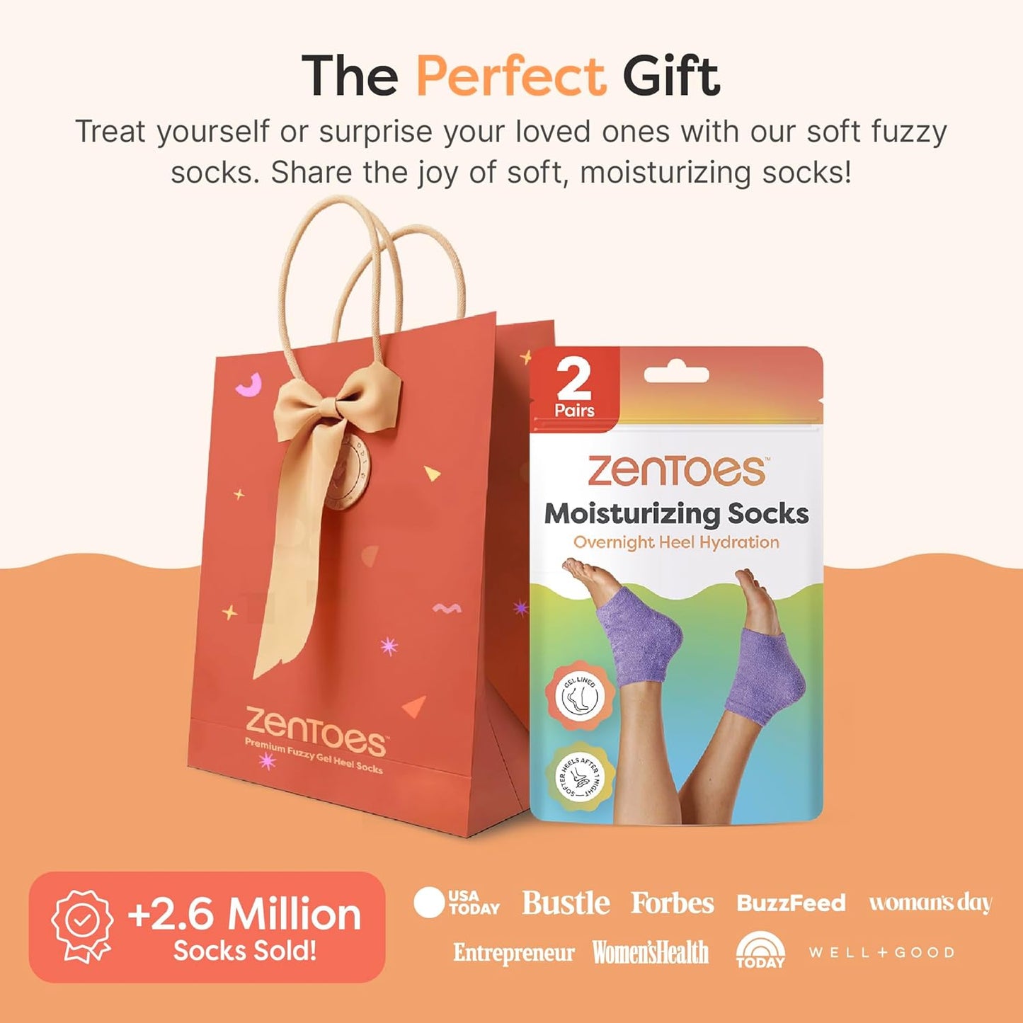 ZenToes Moisturizing Socks for Cracked Heel Treatment, Vitamin E, Olive Oil and Jojoba Oil Infused Heel Socks, Spa Gifts for Women, Relaxation Gifts for Women (Fuzzy Lilac Purple, Regular)