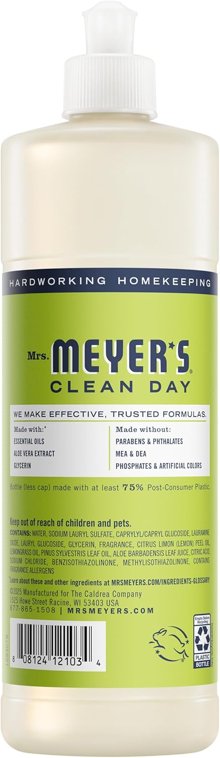MRS. MEYER'S CLEAN DAY Liquid Dish Soap, Lemon Verbena, 16 fl. oz - Pack of 3