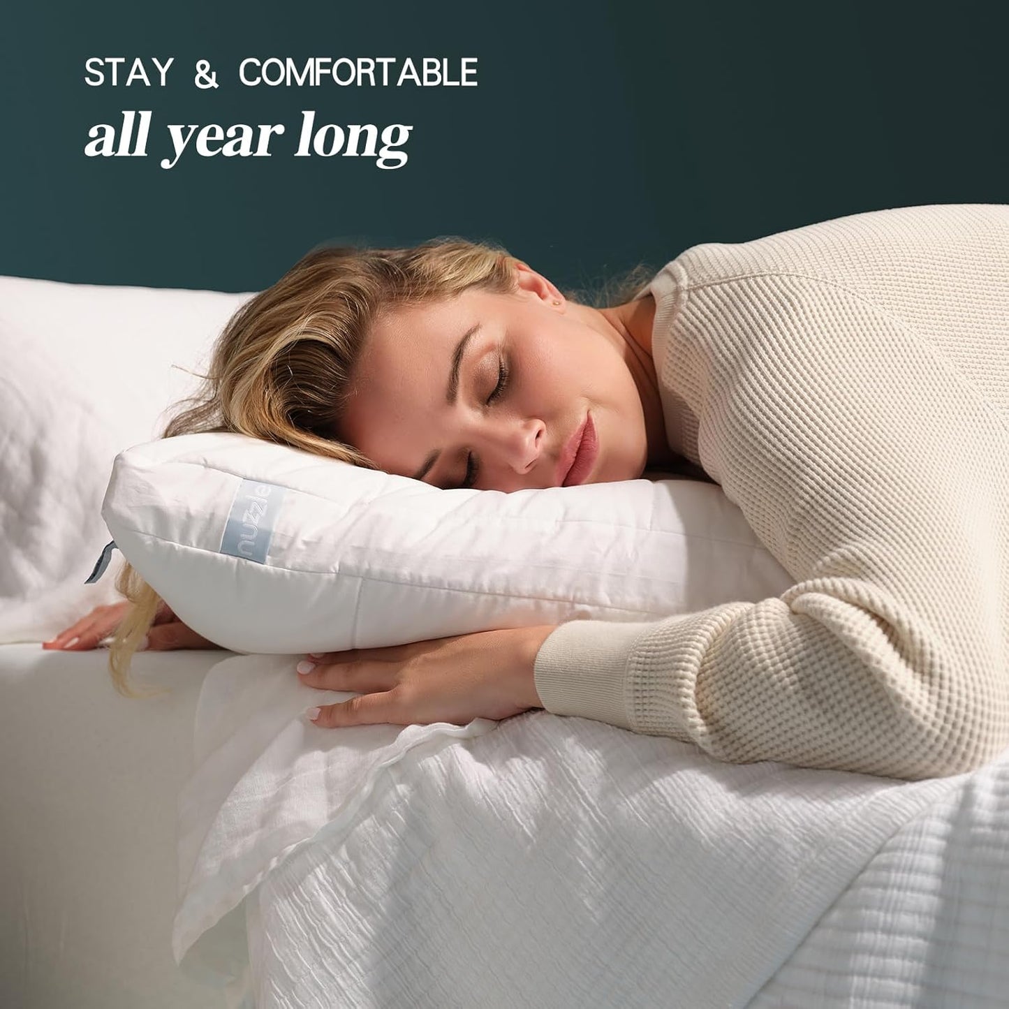 Nuzzle Adjustable Firm Pillow , Luxury Standard Size Bed Pillow Hotel Collection - Best Adjust Height Soft Cooling Pillow for Back, Stomach or Side Sleepers - Home Gifts