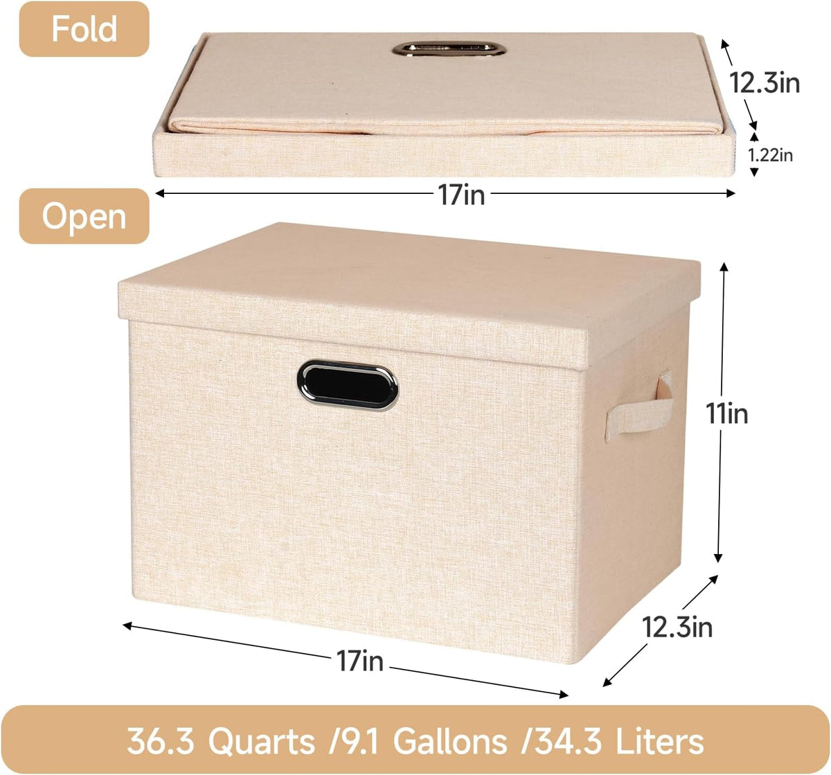 Storage Bins with Lids Fabric Closet Organizers Cubes Office Organization