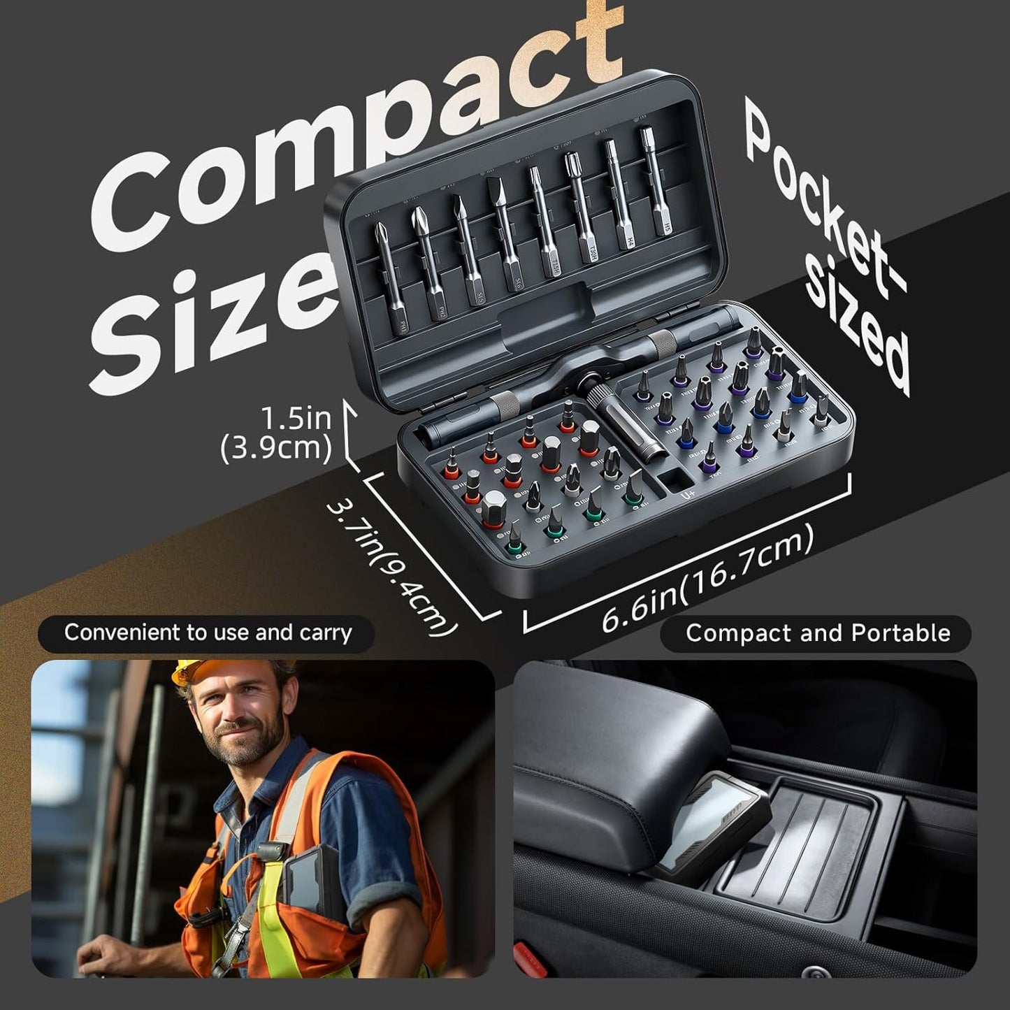 42 in 1 Magnetic Screwdriver Set, DIY Ratchet Screwdriver Set, Multi Bit Screw Drive with Storage Case, Portable Compact Repair Tool Kit for Gifts, Furniture, Computer, Bicycle