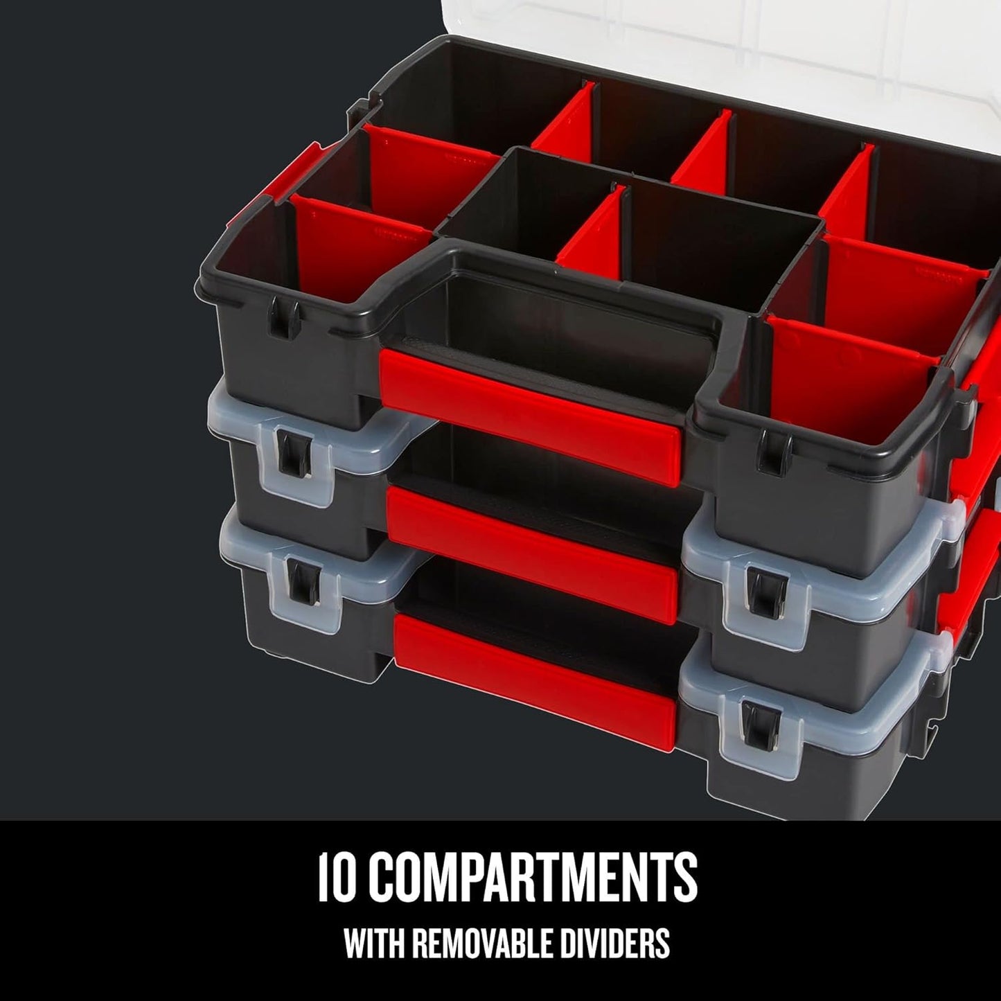 CRAFTSMAN Storage Organizer, Small Parts Organizer, 3-Packs with 10-Compartments, Lid Includes Secure Latch (CMST60964M)