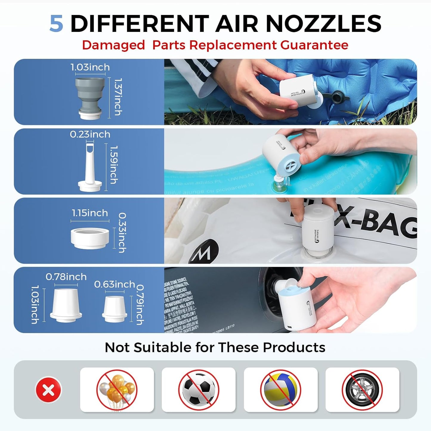 FLEXTAILGEAR Portable Air Pump for Inflatables, 2.82oz Classic Tiny Air Pump, Rechargeable Electric Air Pump to Inflate Deflate for Camping Gear Pool Floats Air Mattress