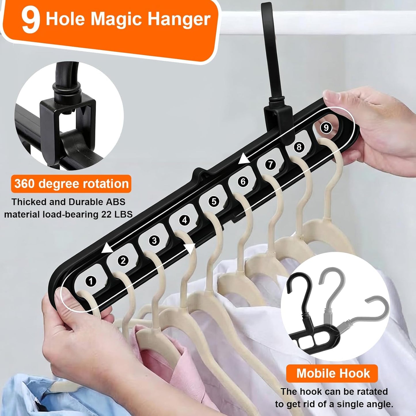 Closet Organizers and Storage,College Dorm Room Essentials,Pack of 6 Multifunctional Organizer Magic Space Saving Hangers with 9 Holes Storage Organization for Wardrobe Closet