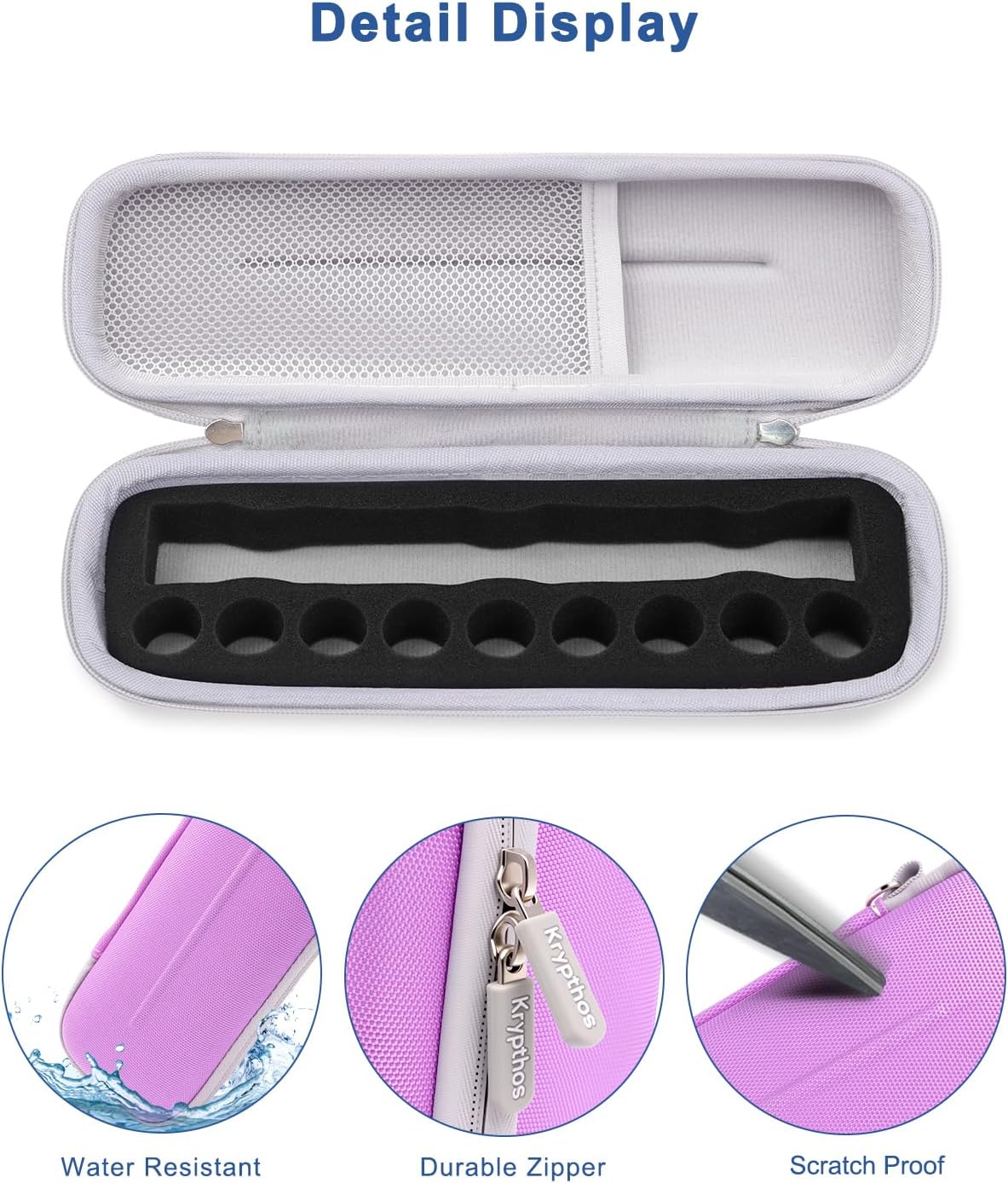 Krypthos Diabetic Supplies Travel Carrying Case, Daily Use Insulin Pen Holder Case for Insulin Vials, Insulin Pens, and Needle Storage (Violet)