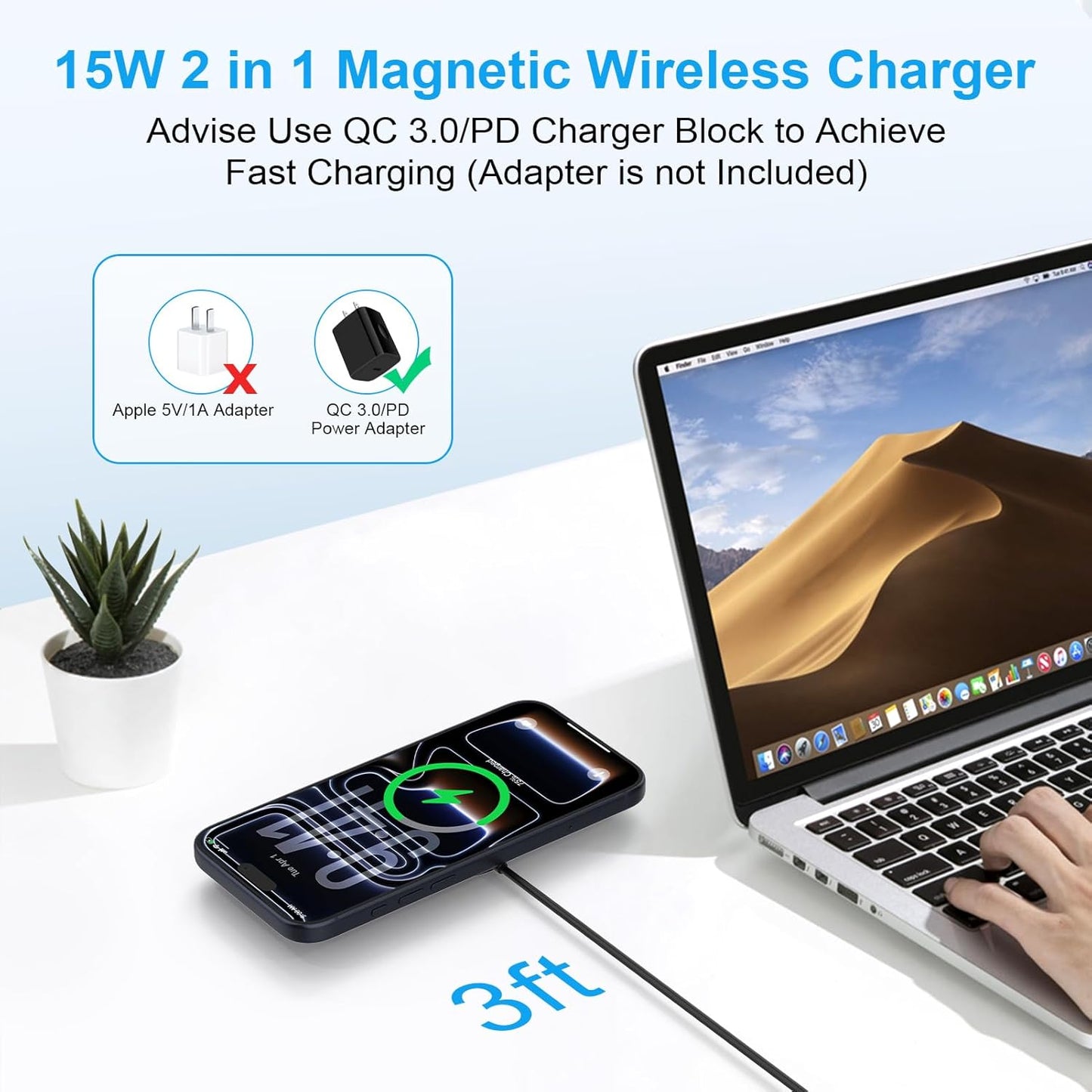 Magnetic Wireless Charger Pad for Samsung Galaxy S26 Ultra S26+ S26 S25 Ultra S24 FE S23,15W Magnet Wireless Fast Charging Station MagSafe Charger for iPhone 17 Pro Max 16Plus 15 14 13,Google Pixel 10