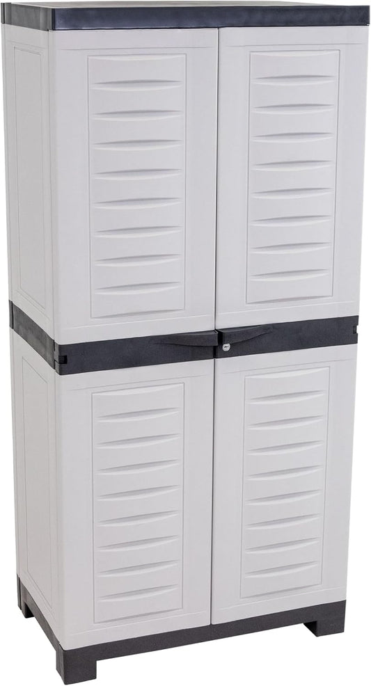 Sunnydaze 48" Garage Storage Cabinet with Locking Doors & Shelves, Gray | Heavy Duty Storage Cabinet with Plexiglass Doors Resists Rust & Peeling, Easy-Clean Utility Cabinet for Garage, Shed, Office