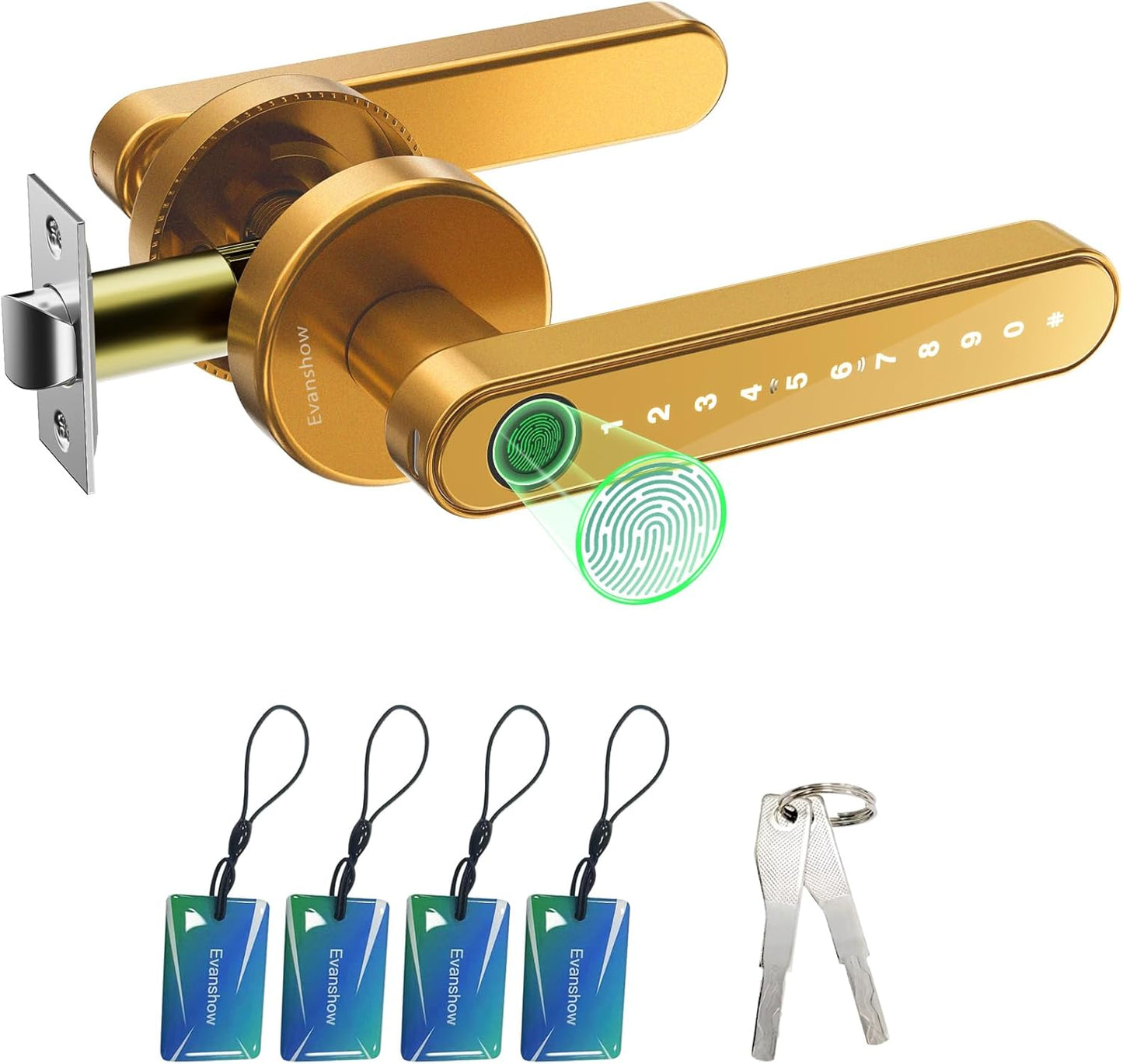 Fingerprint Door Lock Biometric Door Knob with Keypad Keyless Entry, Door Locks for Bedrooms, Home Hotel Office Apartment Black