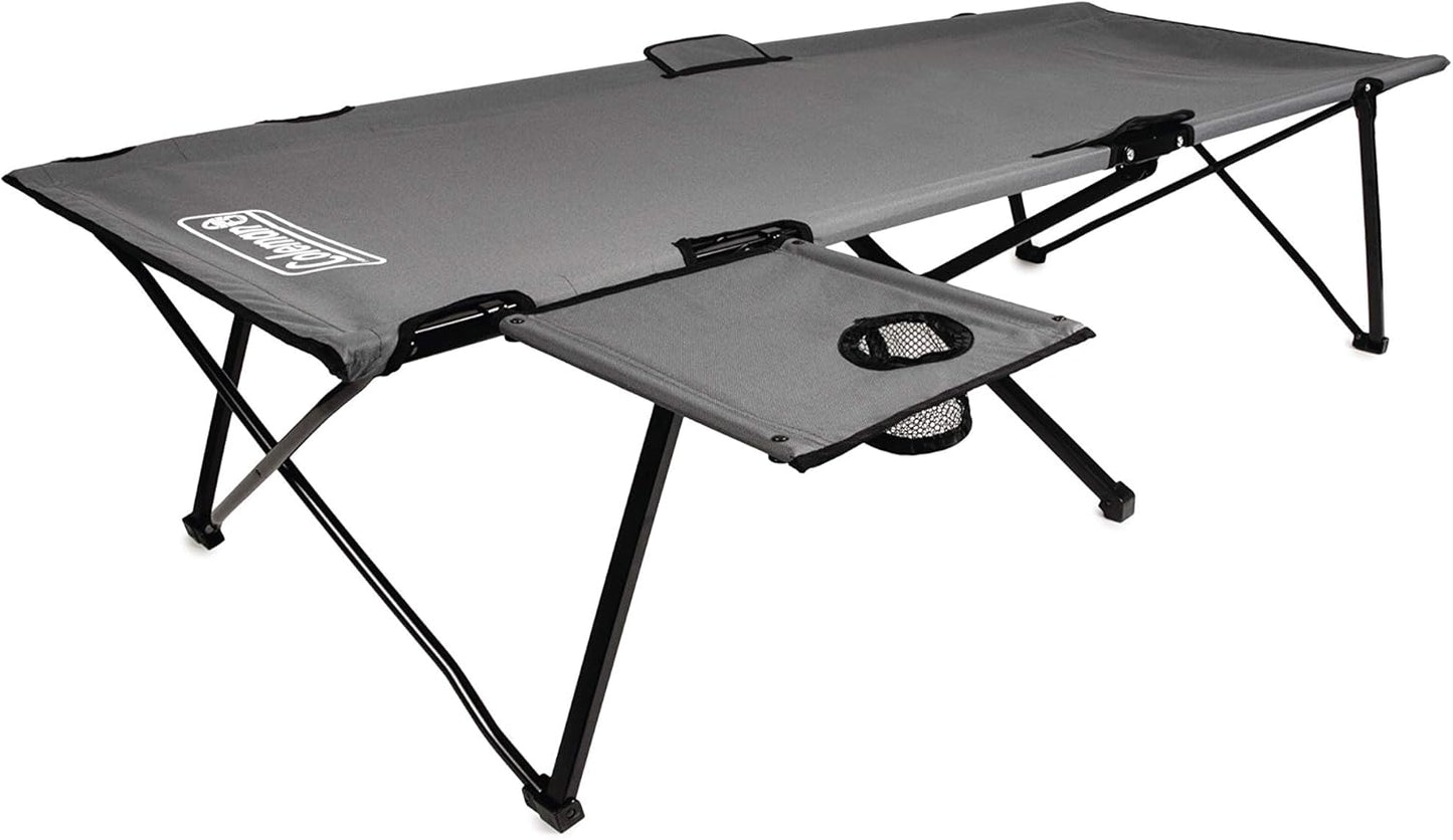 Coleman Pack-Away Big ‘n Tall Camping Cot with Removable Side Table, Extra Wide Cot Fits Adults up to 6ft 6in or 300lbs, Carry Bag Included