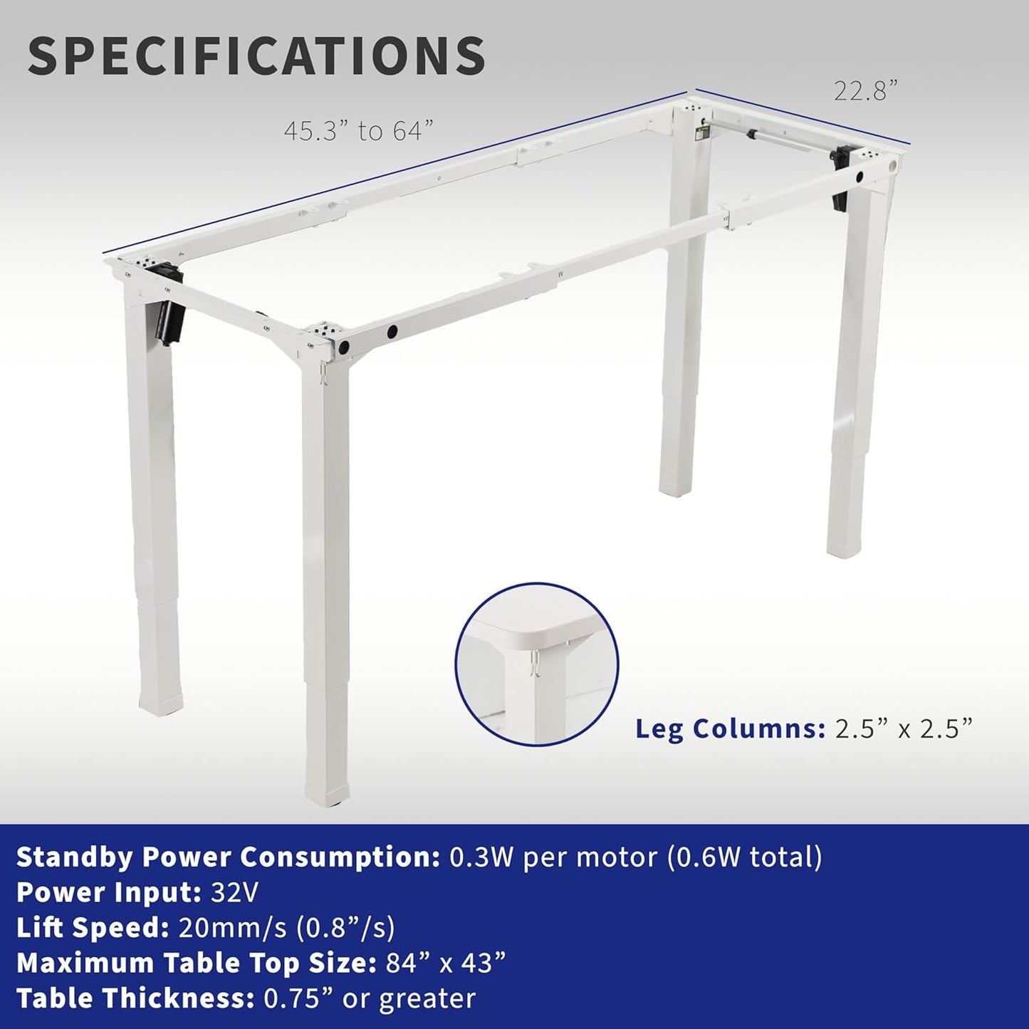VIVO Electric 4-Leg Dual Motor Standing Desk Frame for Table Tops up to 84 x 43 inches and 220 lbs, Memory Controller Height Adjustment, Frame Only, White, DESK-E4W