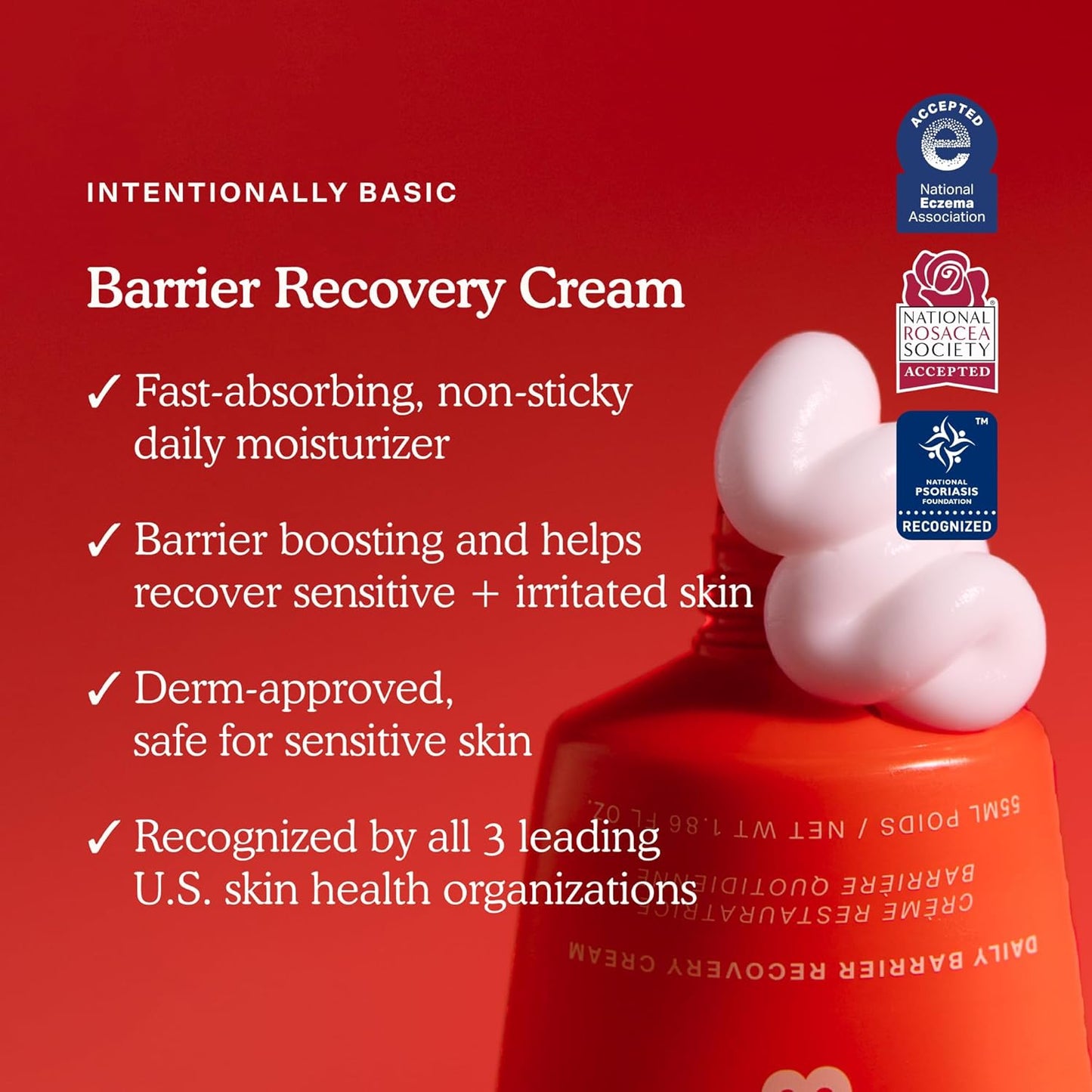 Tower 28 SOS Recovery Face Cream - Hydrating Face Moisturizer with Hyaluronic Acid + Ceramides - Skin Barrier Repair Moisturizer Reduces Redness + Improves Texture - Sensitive Skin Care (1.86 oz)