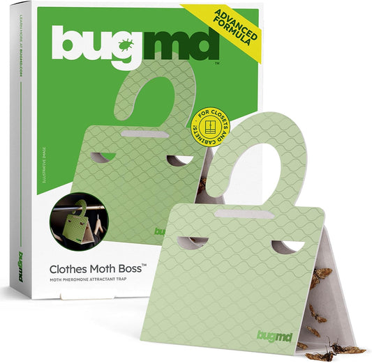 BugMD Clothes & Pantry Moth Traps with Sticky Glue | Pheromone-Based Non-Toxic Repellent for Closets, Cabinets and Wardrobes | 6 Count, Green