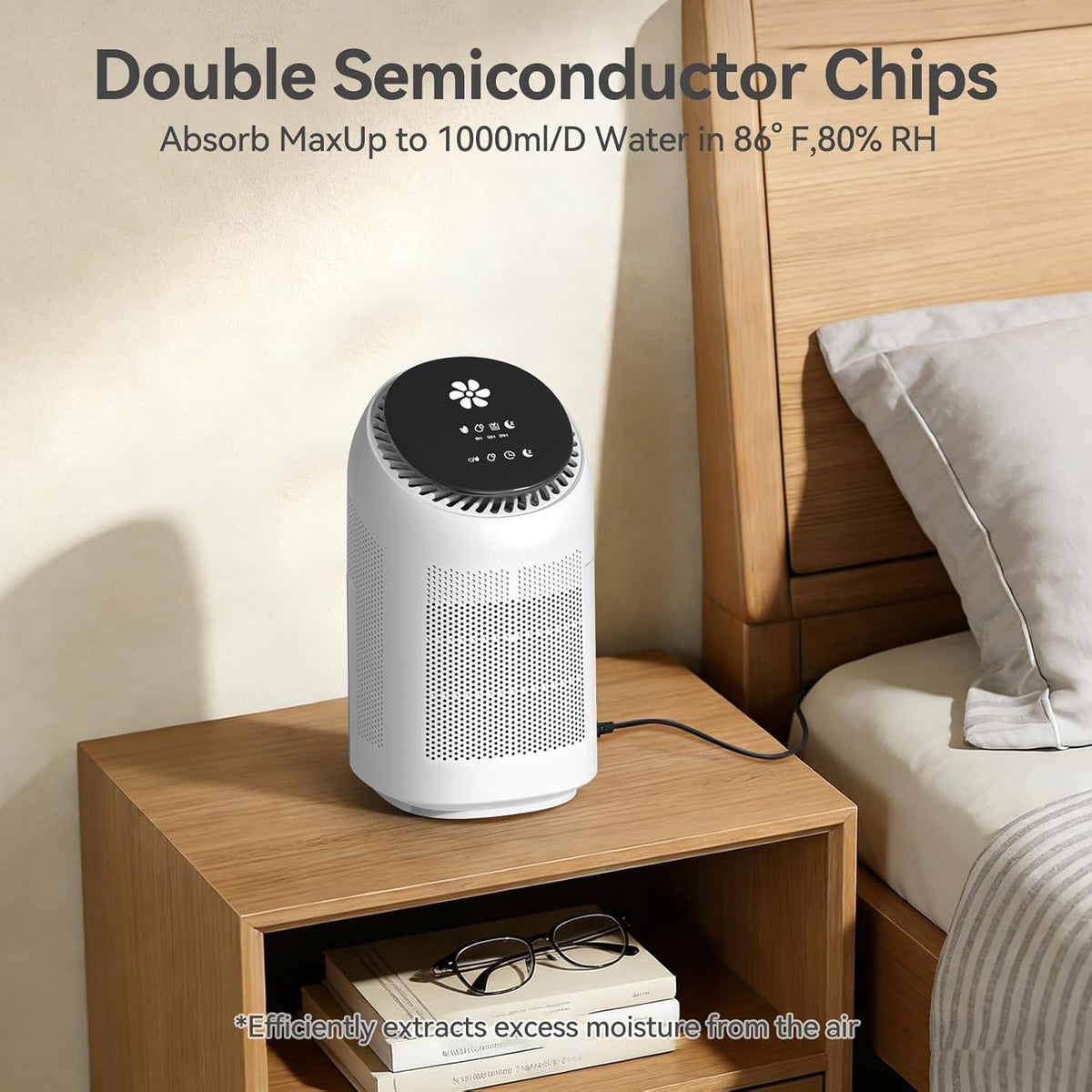 Dehumidifier with Purification Function for Home, Small Dehumidifier for Bedroom with Drain Hose, HEPA Filter & Auto-Off, 32dB Ultra-Quiet Sleep Mode, Ideal for Bedroom, Bathroom, Closet, RV
