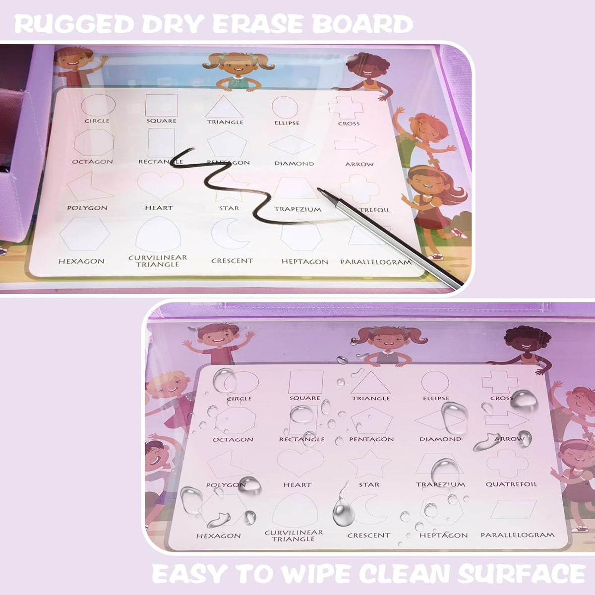 MENZOKE Kids Travel Tray for Toddler Car Seat, Toddler Gift for Girl Activities with Dry Erase Board & iPad Holder Stand, Road Trip Essentials Accessories Lap Tray for Girl as Birthday Gift, Purple