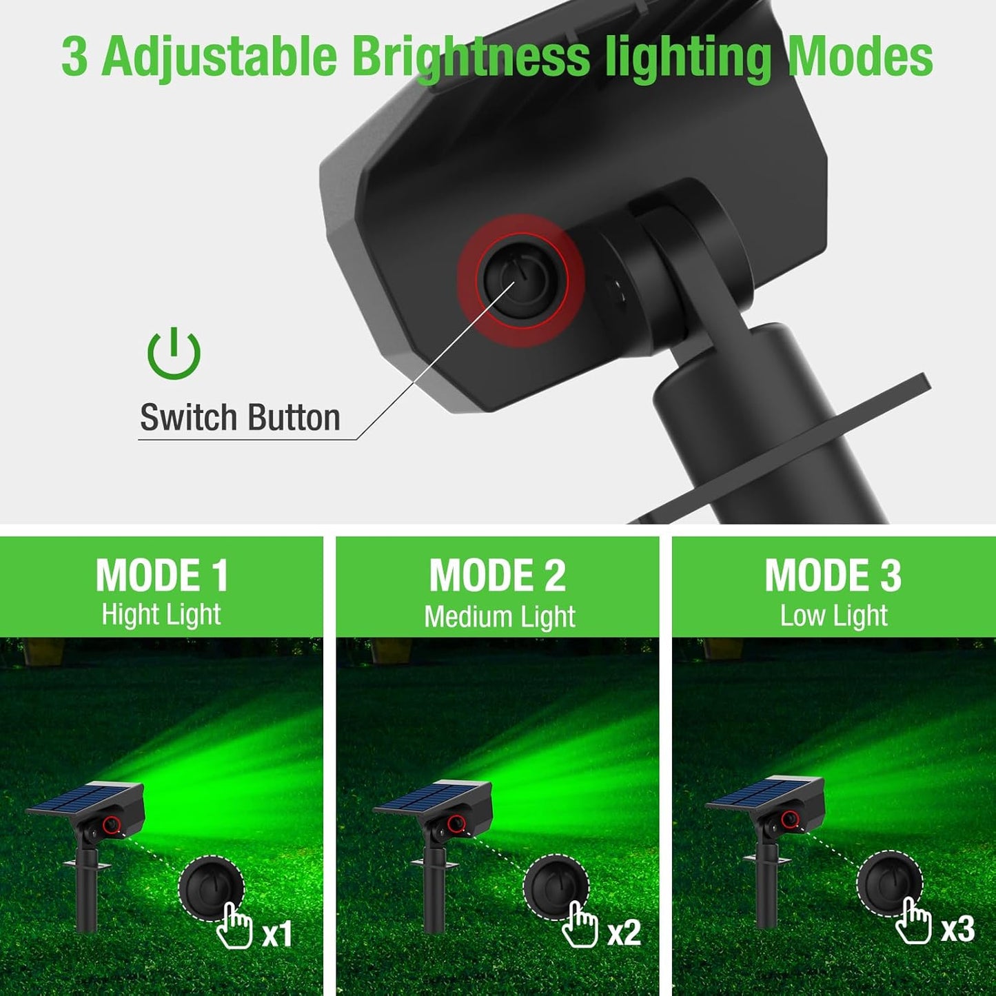 nipify 4 Pack Solar Spot Lights Outdoor, Solar Powered Waterproof Spotlight, Landscape Lighting for Outside Yard Garden Pathway,Green
