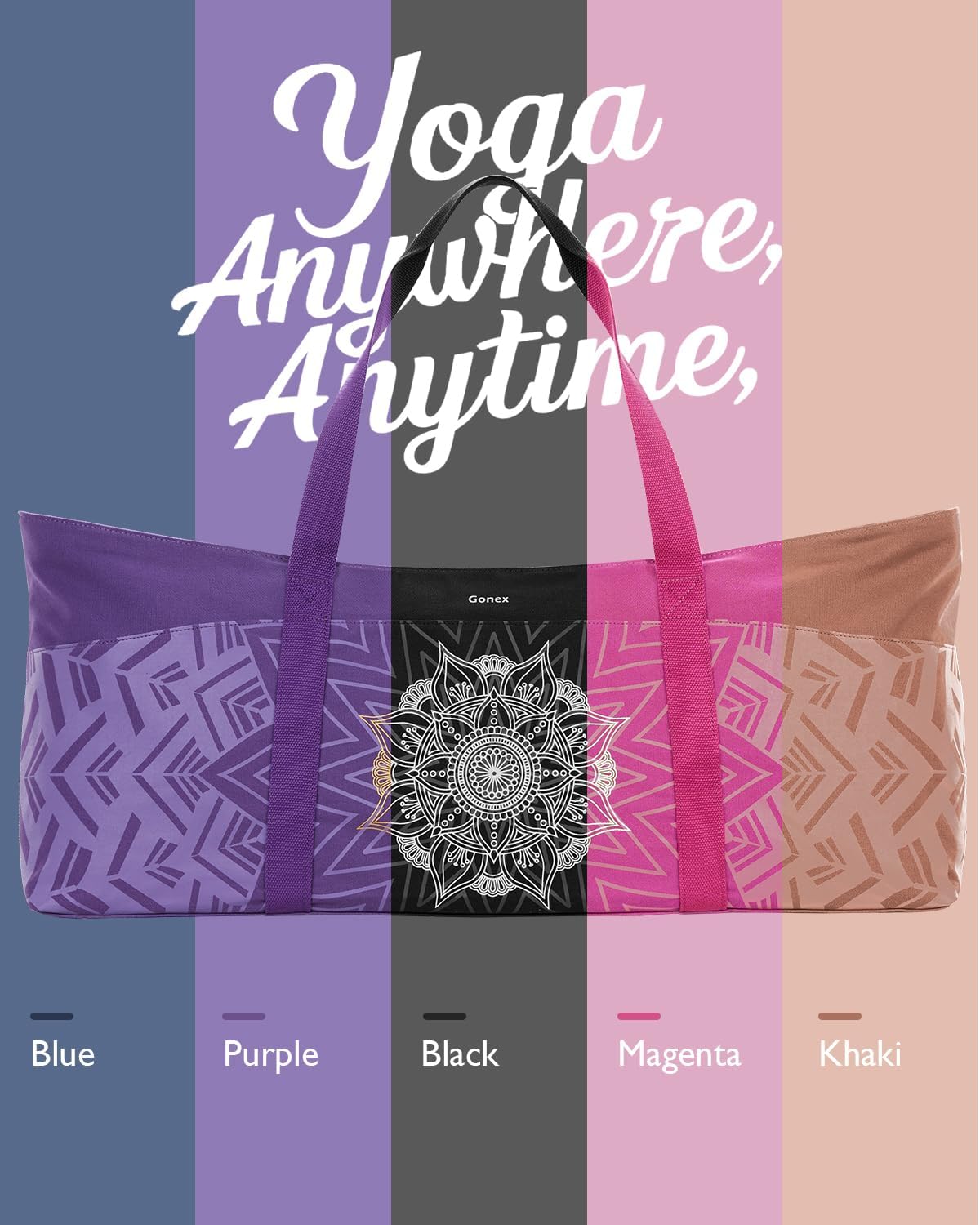 Gonex Yoga Mat Bag For Women, 60L Extra Large Pilates Mat & Blocks Carrier