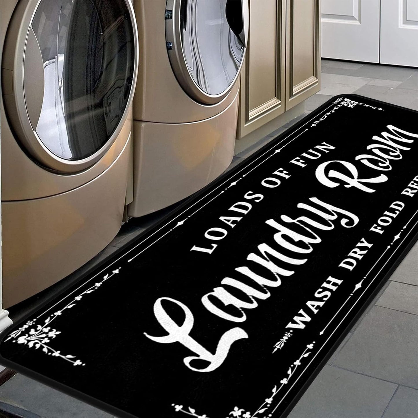 Black 2 Farmhouse Rug Runner.nslip, Waterproof Runner for Kitchen, Bathroom, Mudroom Decor 20''x48''