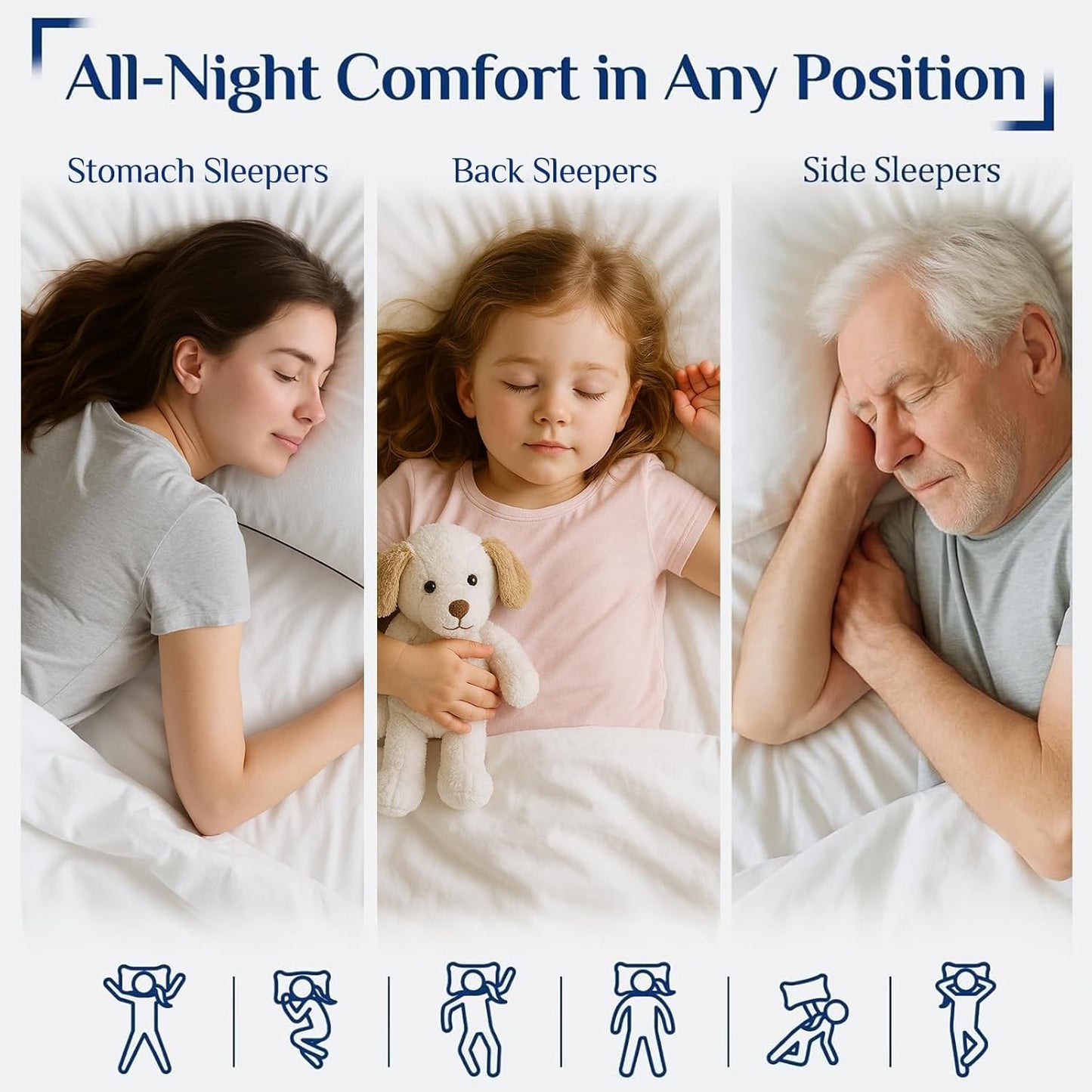 JOLLYVOGUE Pillows Queen Size Set of 4 for Sleeping, Soft and Supportive Bed Pillow with Down Alternative Filling for Side and Back Sleepers, Hotel Collection