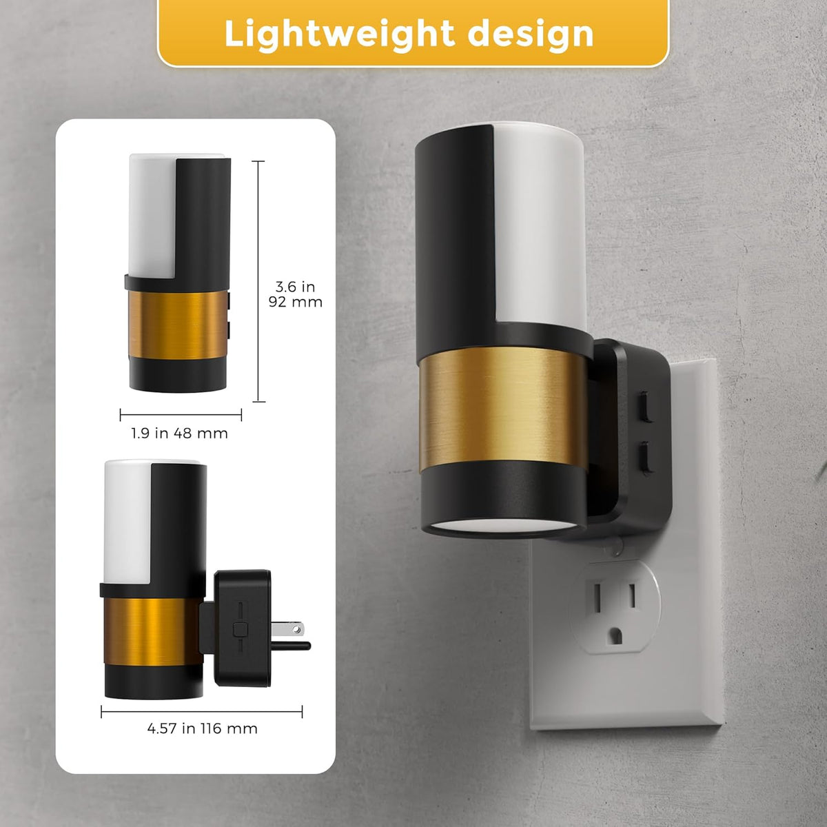 L LOHAS LED Night Lights Plug into Wall, Plug in Night Light, Soft White/Cool White/Amber, Dimmable Backlit Nightlight with Light Sensor, 180° Rotatable Nightlights Plug in Wall for Hallway, 1Pack