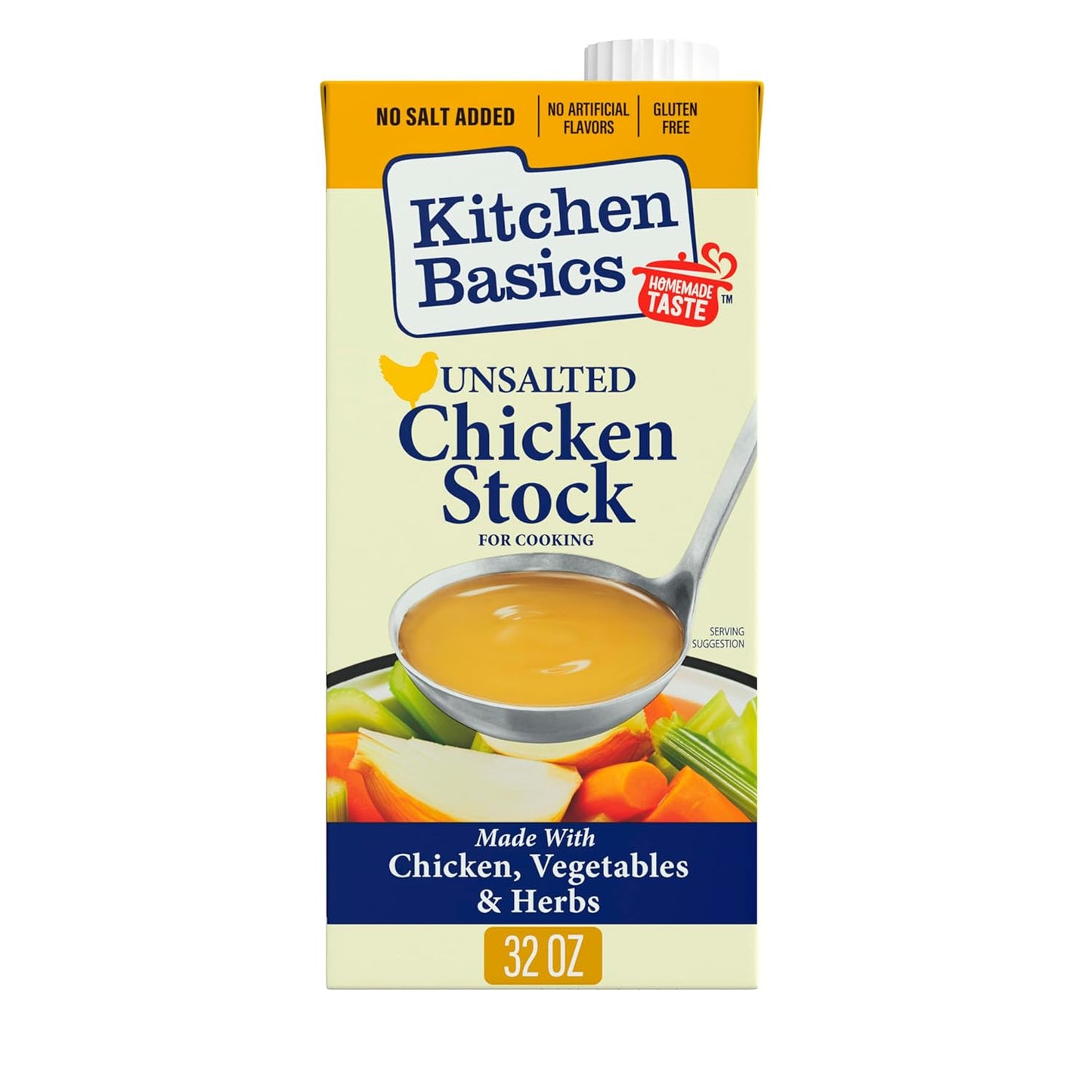 Kitchen Basics Unsalted Chicken Stock, 32 oz. Carton (Pack of 12) Add Delicious Flavor to Chicken Noodle Soup, Broths and Gravy, Perfect for Stocking Up