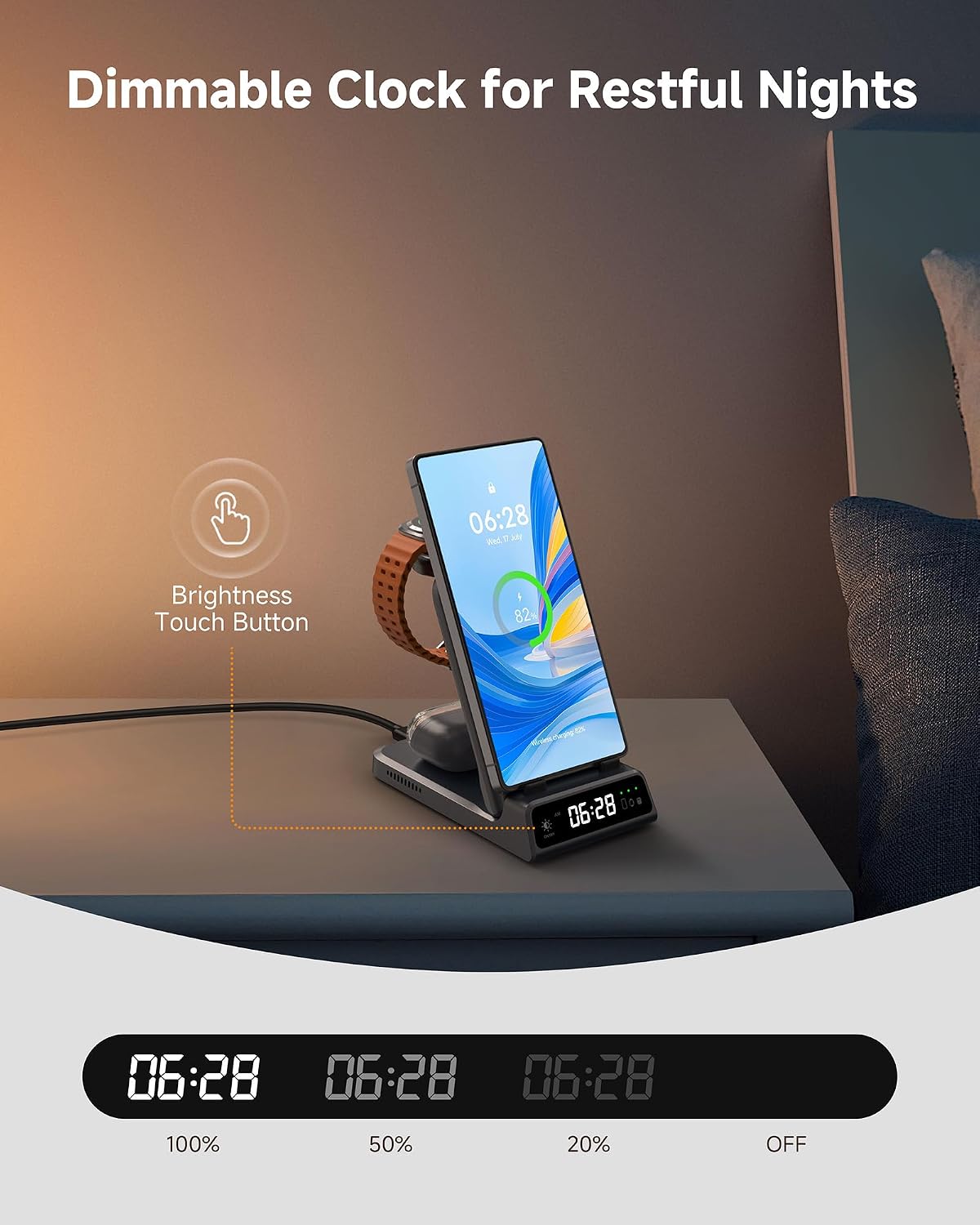 Charging Station for Samsung S26 Ultra, Wireless Charger for Galaxy S26/S25/S24/S23 Series, Galaxy Watch (Not for Watch 9/Ultra 2), Galaxy Buds 3 Pro/3, SwanScout 703S (No Adapter)