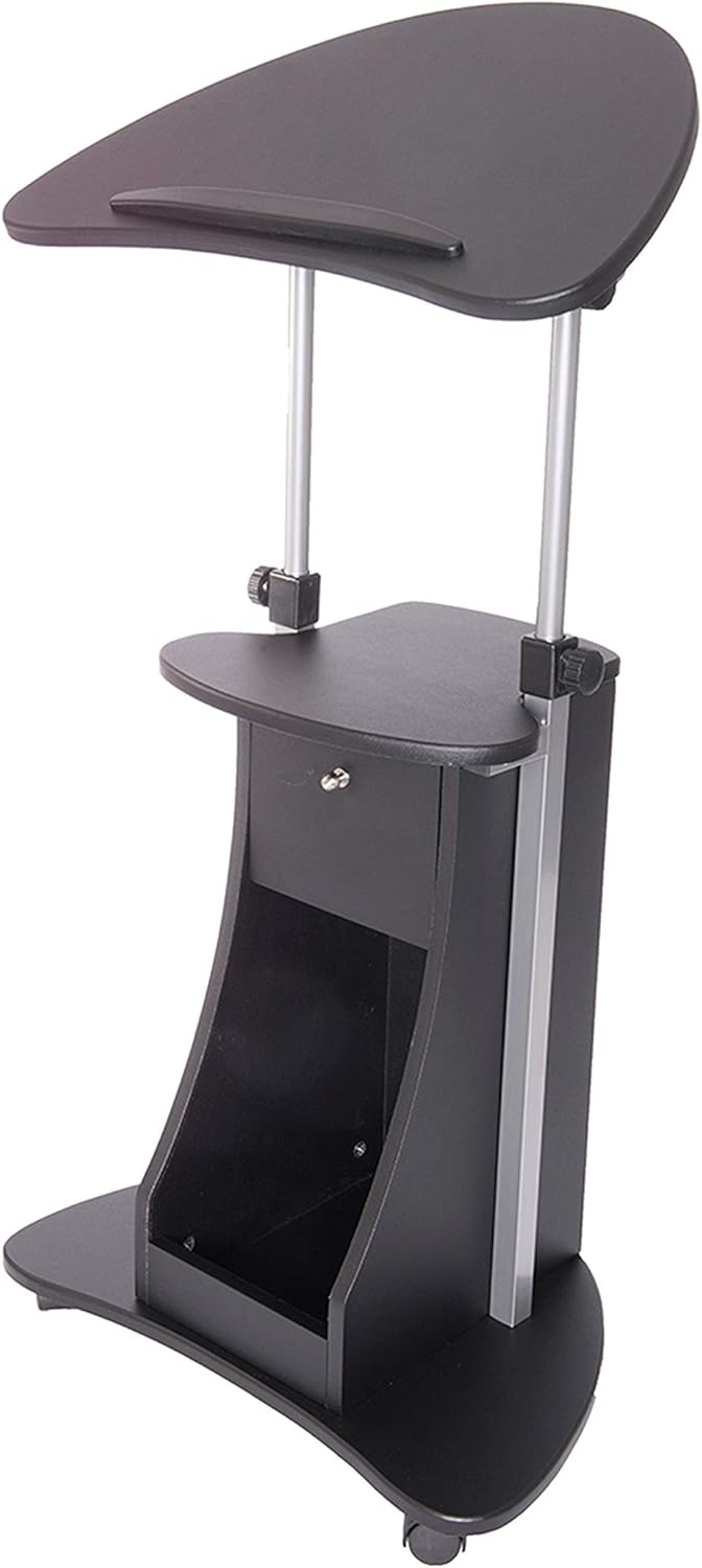 Techni Mobili Sit-to-Stand Mobile Medical Laptop Computer Cart, Black, Adjustable Height, B005