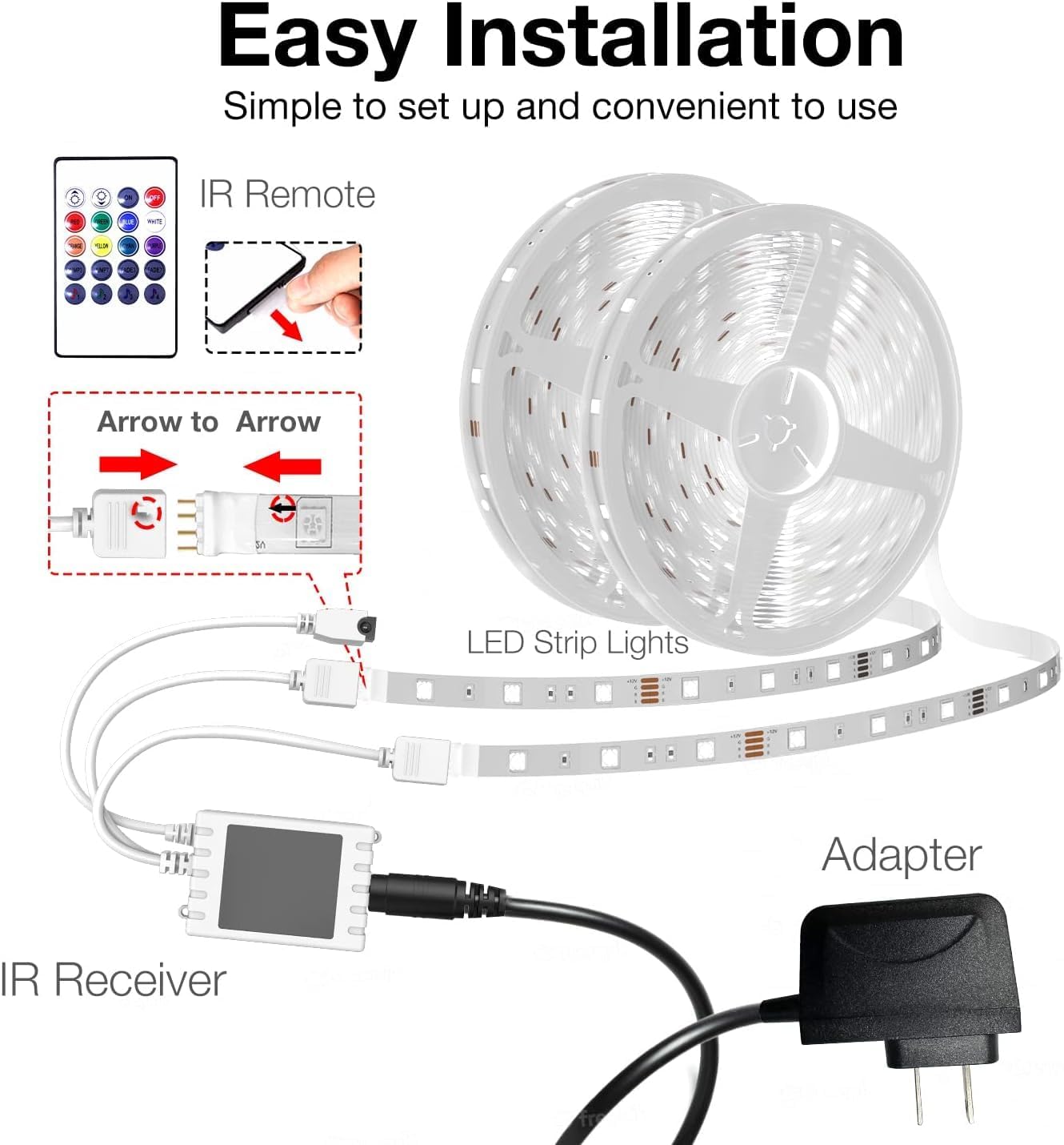 DAYBETTER 100 ft Smart WiFi Led Lights, Led Strip Lights Work with Alexa and Google Assistant, App Voice Remote Control Music Sync Color Changing RGB Strip Lighting for Bedroom Room Decor, 50 ft *2
