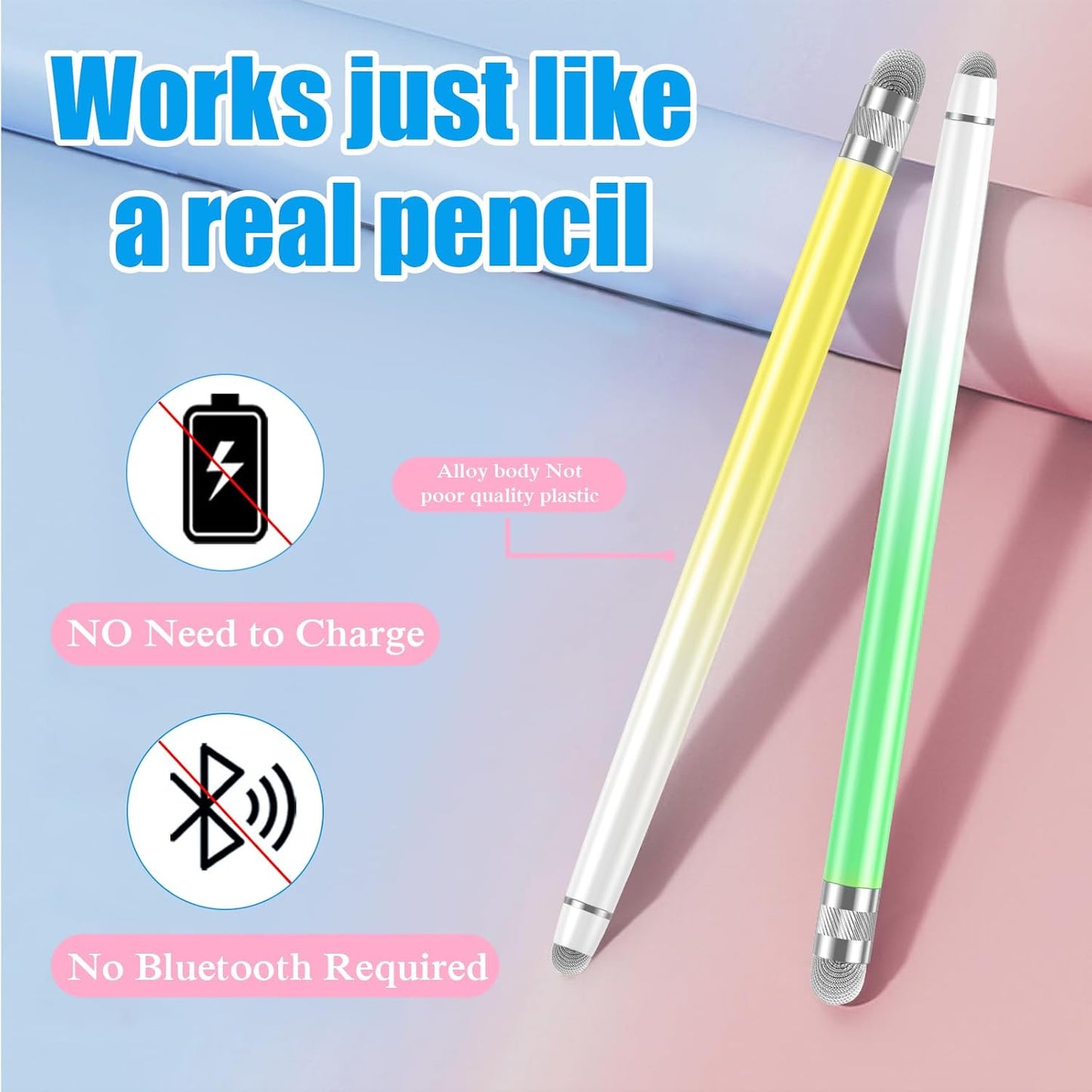 Bopomofo 5PCS Stylus Pens for Touch Screens, Stylus Pen for iPhone/iPad/Tablet Android/Microsoft/Surface, Compatible with Touch Screens (Purple/Pink/Blue/Green/Yellow)