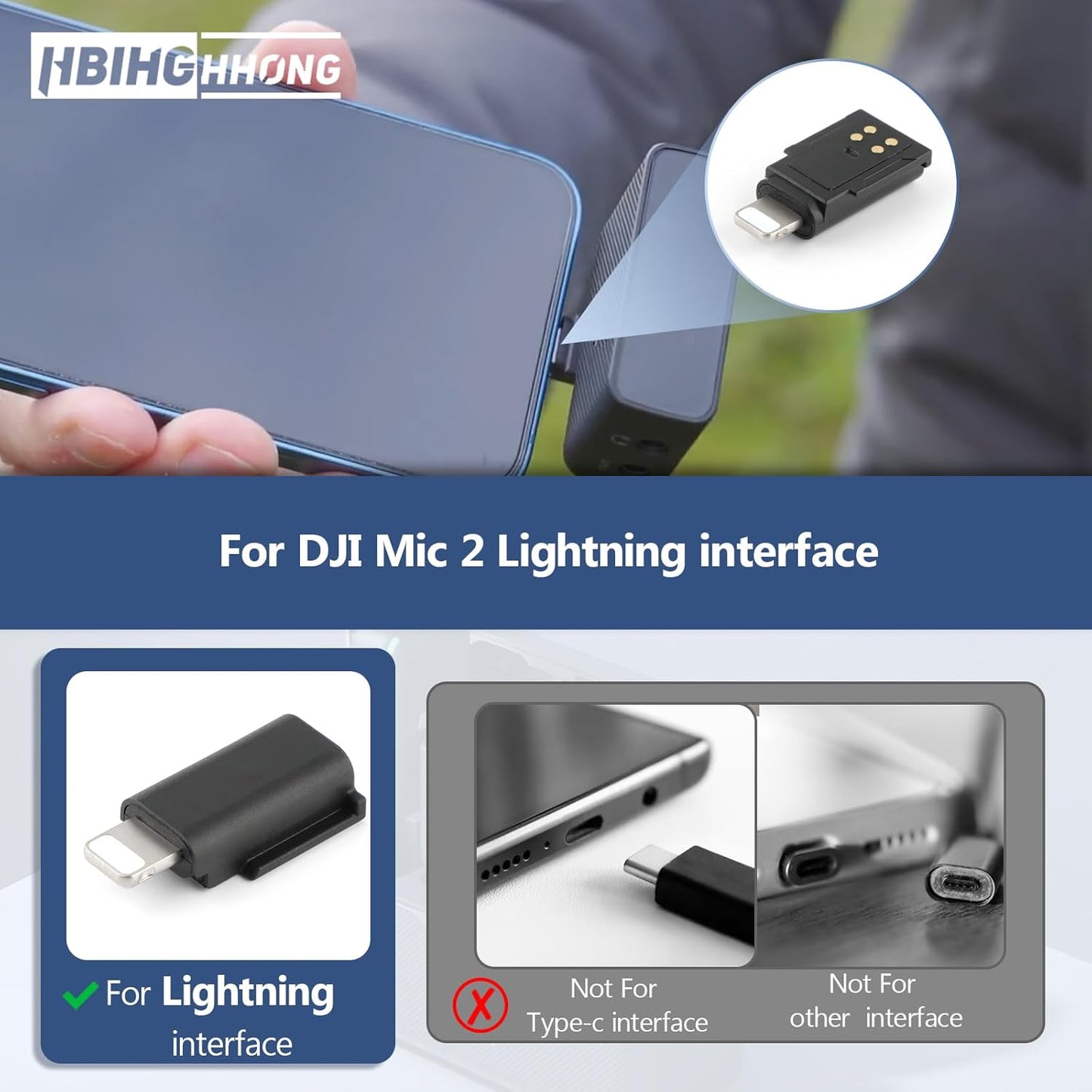 for DJI MIC 2 Lightning Adapter Phone Wireless Microphone Receiver for DJI Mic 2 Adapter Phone PC Tablet Accessories (NOT Applicable to MINI