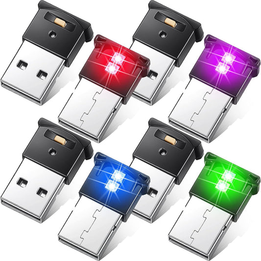 Frienda 4 Pieces Mini USB LED Car Light 8 Colors Atmosphere Lamp,Type A
