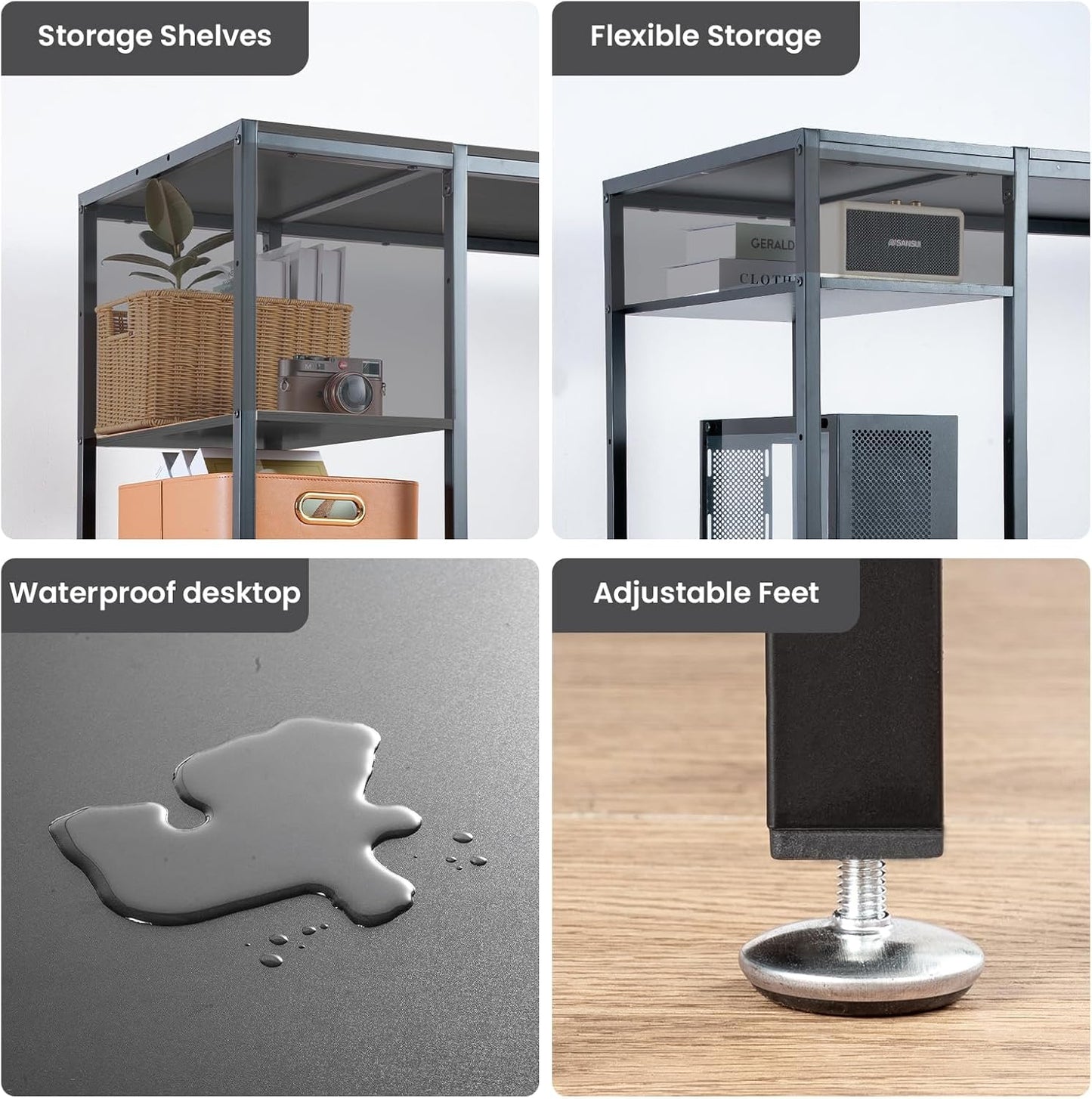 MINOSYS 47-inch Computer Desk with Storage Shelf - Your Ideal Black Gaming Desk for Bedrooms, Small Spaces, and Home Offices. This Modern Writing Desk is Perfectly Suited for PCs.