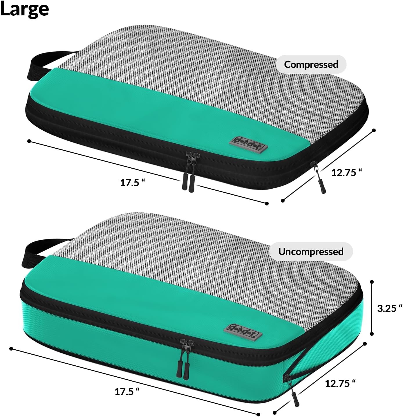 Large Packing Cubes for Travel - 5pc Packing Cubes for Suitcases - Lightweight Luggage Organizer Bags (Compression)