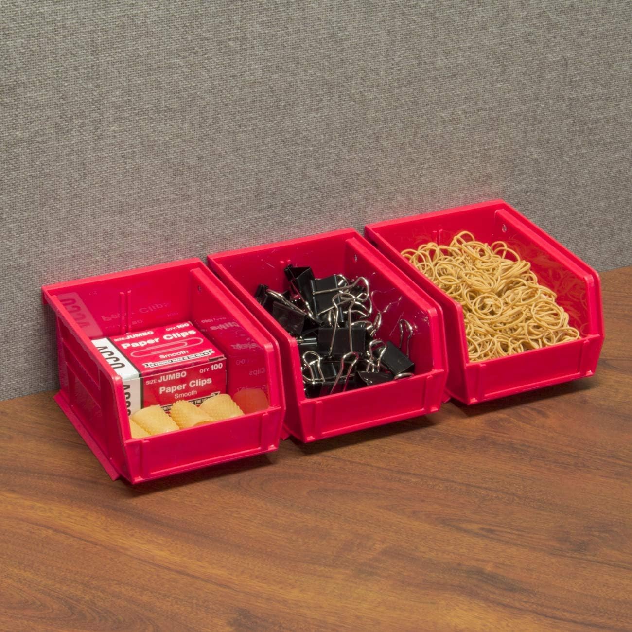 Akro-Mils 30210 AkroBins Plastic Storage Bins, 5"x4"x3", Red, 24-Pack