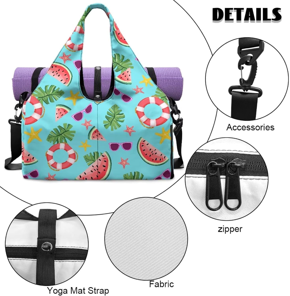 Yoga Mat Bag for Men Women Canvas Yoga Mat Carrier Take In Out Mat Easily for Beach Swim Bags Pool Sports Gym