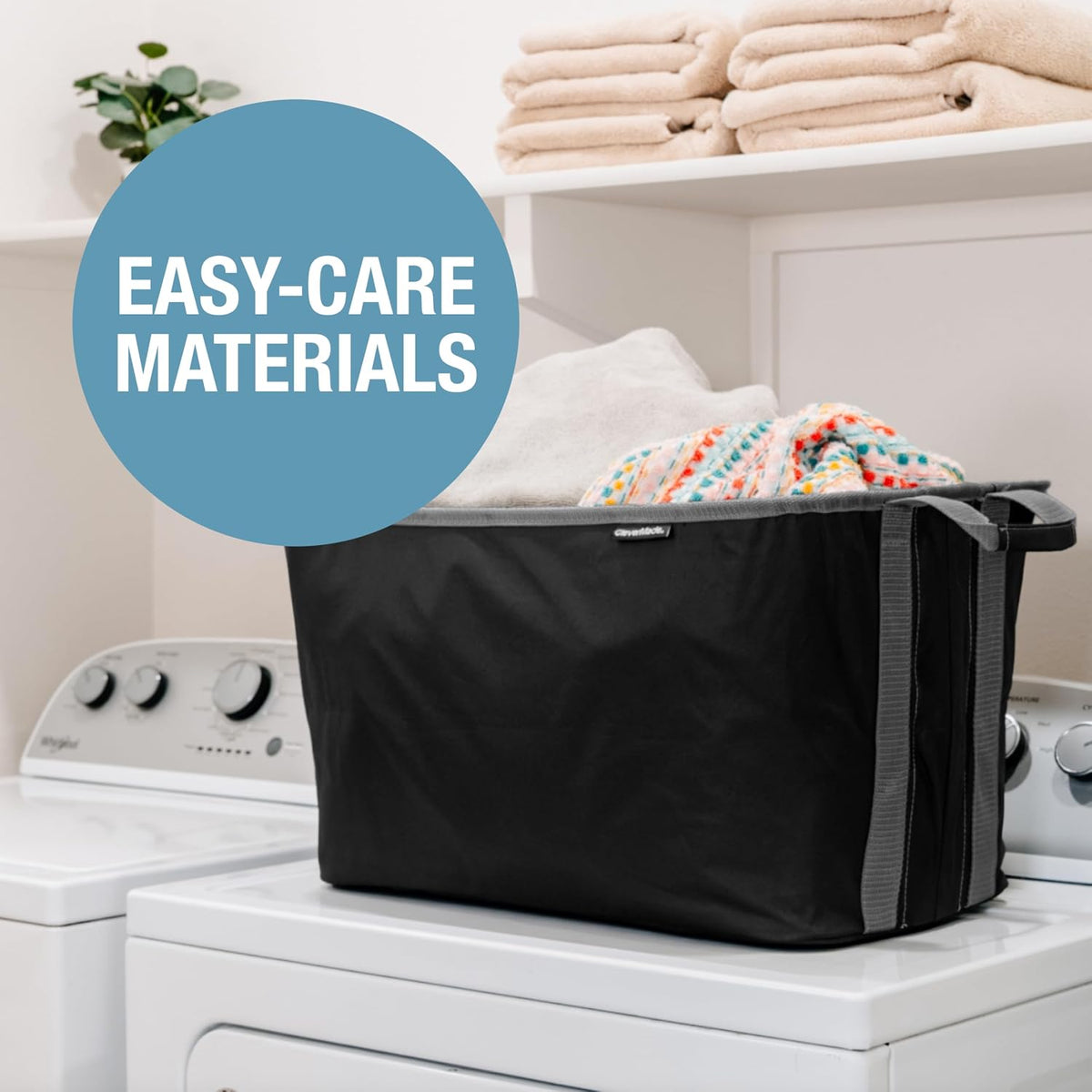 Collapsible Laundry Basket - Midnight Black/Shadow Gray (2PK) | Clear Floor Space Between Laundry Days | Each Basket Holds 55 lb, Stays Upright While Loading, and Folds to 1.25 Inches