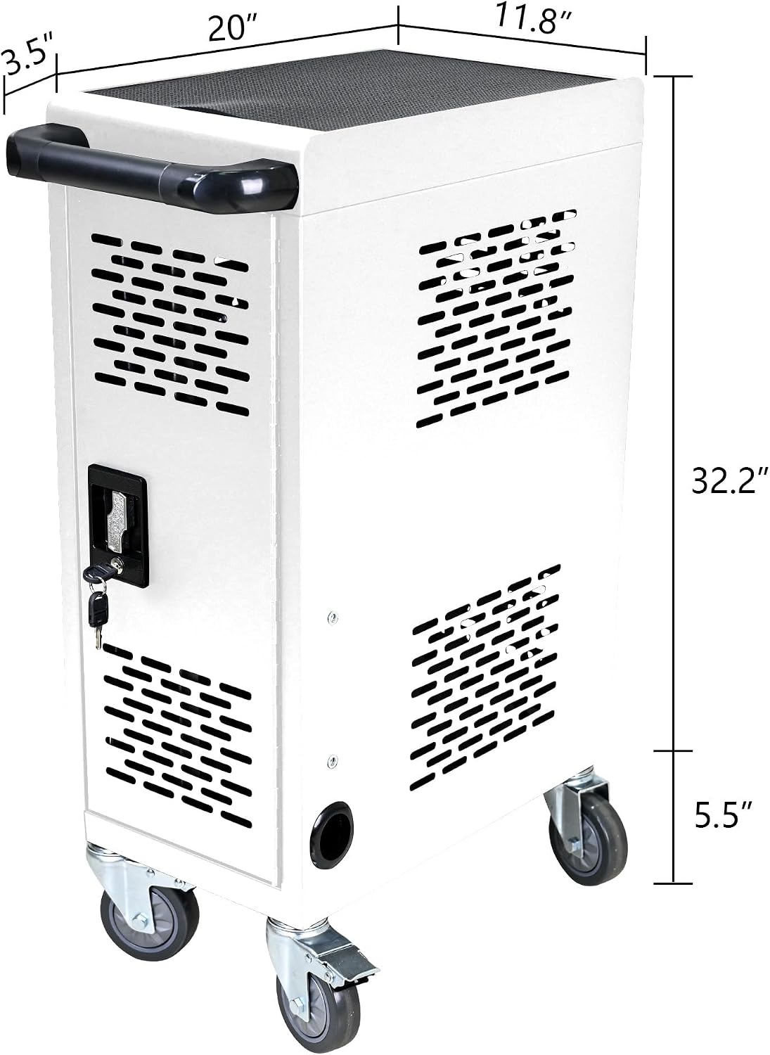 16-Bay Mobile Charging Cart with Lock, White | Laptop Storage, Access Lock, Cord Management, for iPads/Chromebooks up to 14", for School/Business