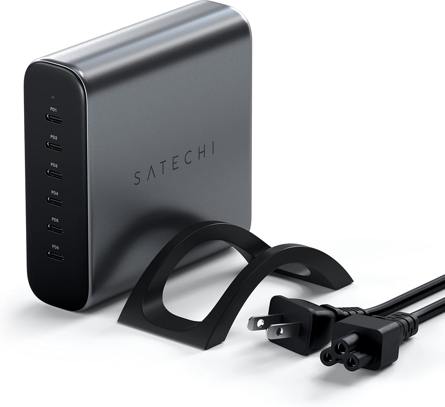Satechi 200W 6-Port GaN Charging Station, Fast Charging | 2 140W and 4 USB-C outputs, compatible with MacBook Air/Pro/Neo, iPad Air/Pro, iPhone 17, Thunderbolt devices